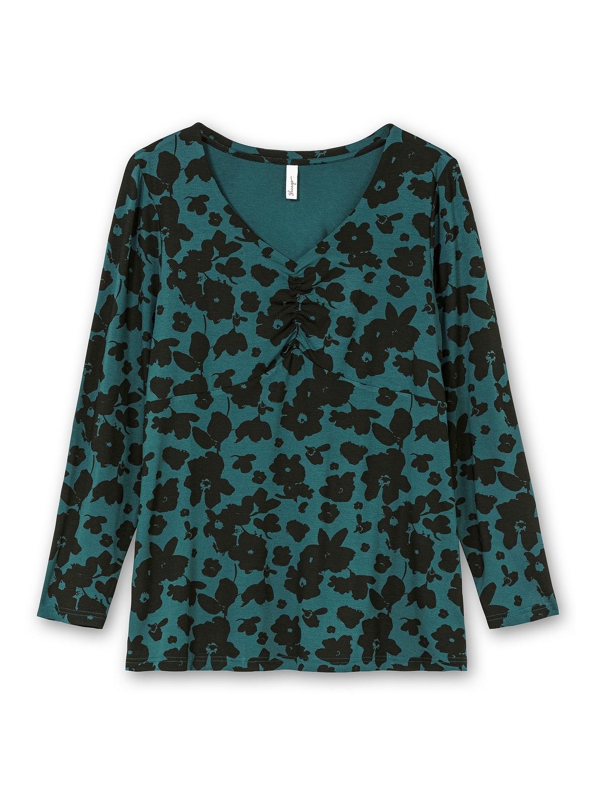Sheego Langarmshirt »Große Größen«, mit Blumendruck und V-Ausschnitt