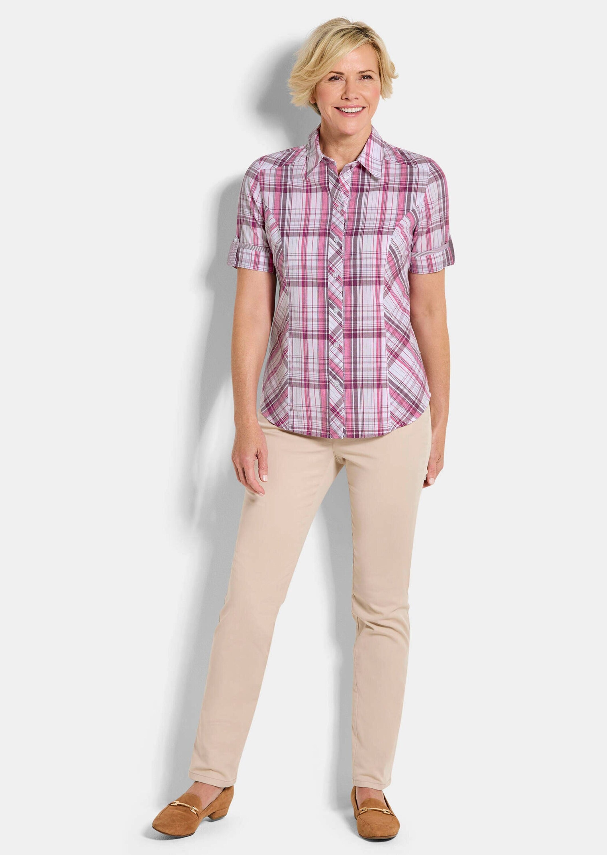 GOLDNER Hemdbluse "Blusenshirt mit Karomuster" Riegel am Ärmel günstig online kaufen