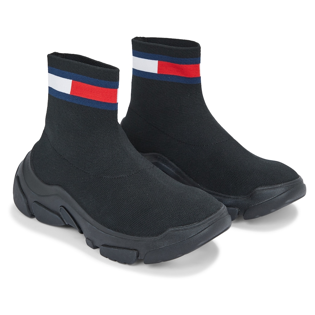 Tommy Jeans Schlupfboots »TJW SOCK BOOT«, Sneaker, Freizeitschuh, High Top-Sneaker mit derbem Keilabsatz