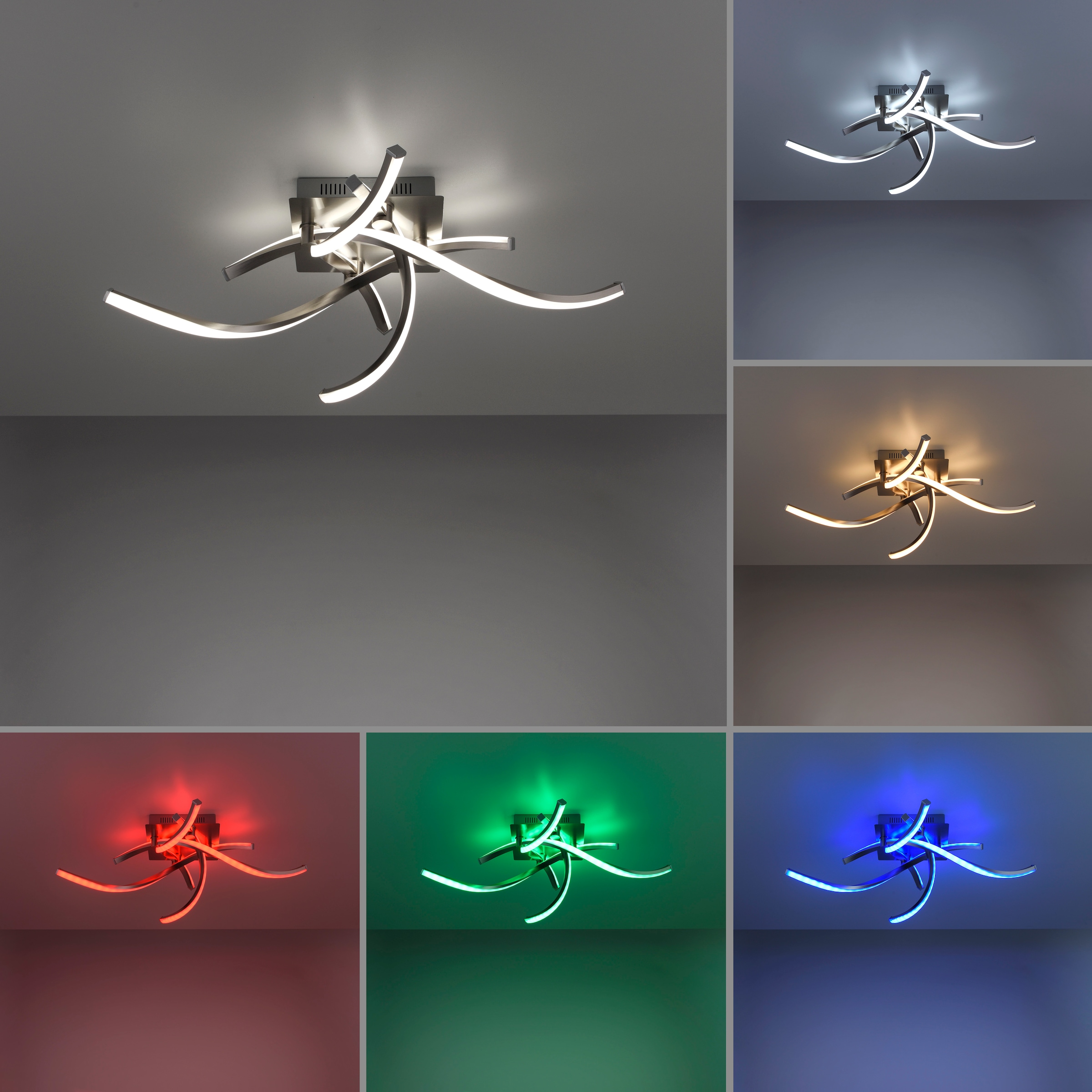 JUST LIGHT Deckenleuchte »Ls-SWING«, 4 flammig, Leuchtmittel LED-Board | LED fest integriert, RGB+tunable white, Infrarot inkl., Fernbedienung, Smarthome fähig