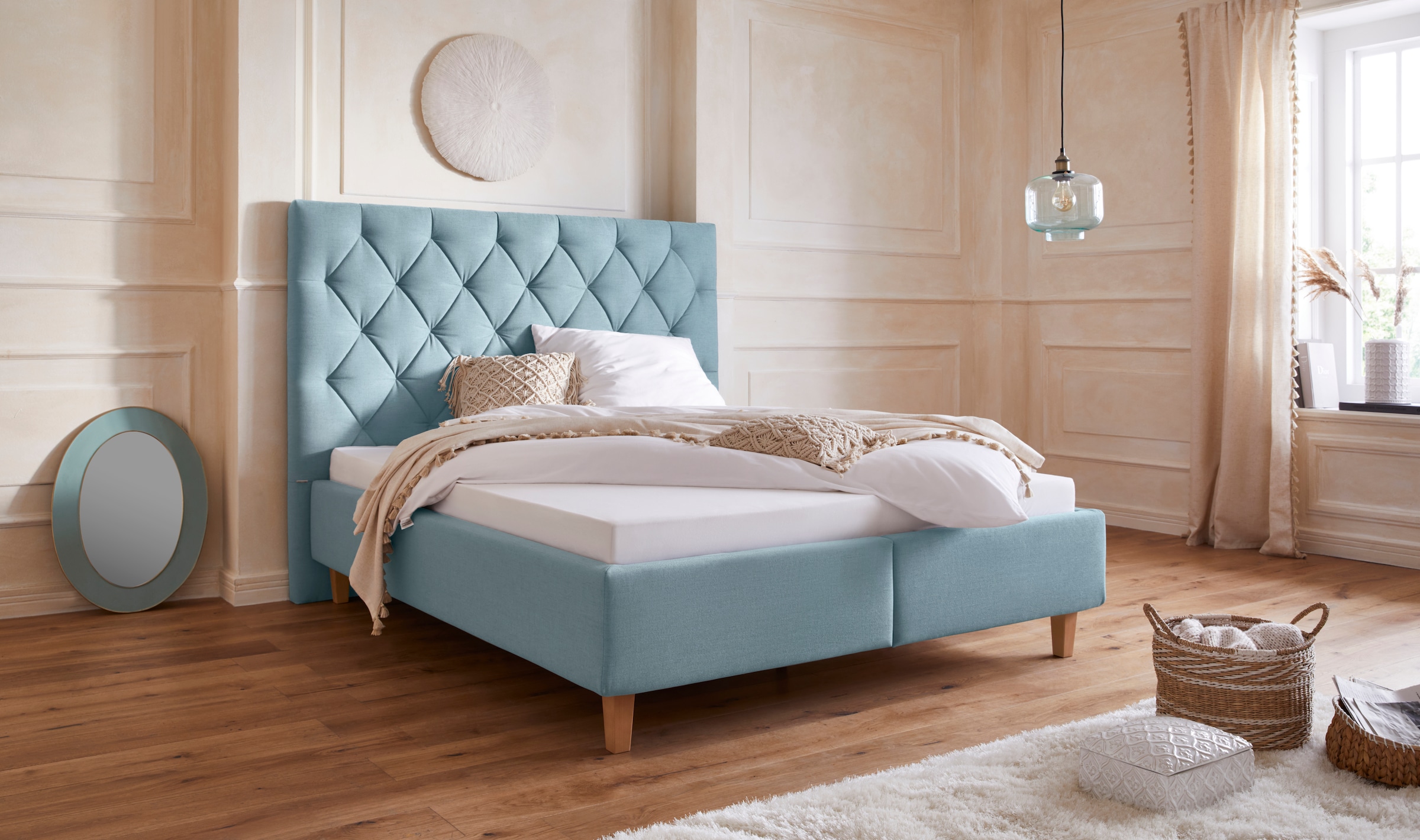 Home affaire Polsterbett "Sunley 140", Kreuzsteppung, Kopfteilhöhe 142 cm, günstig online kaufen