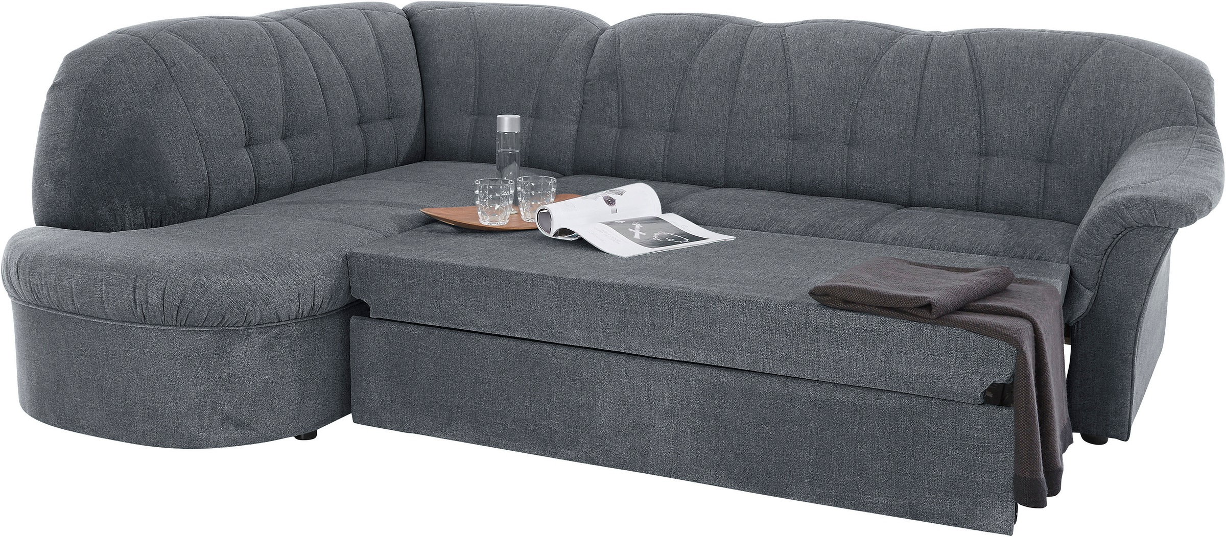 DOMO collection Ecksofa »Pegnitz, elegante Rückensteppung, zeitlose Formensprache, L-Form«, wahlweise mit Bettfunktion