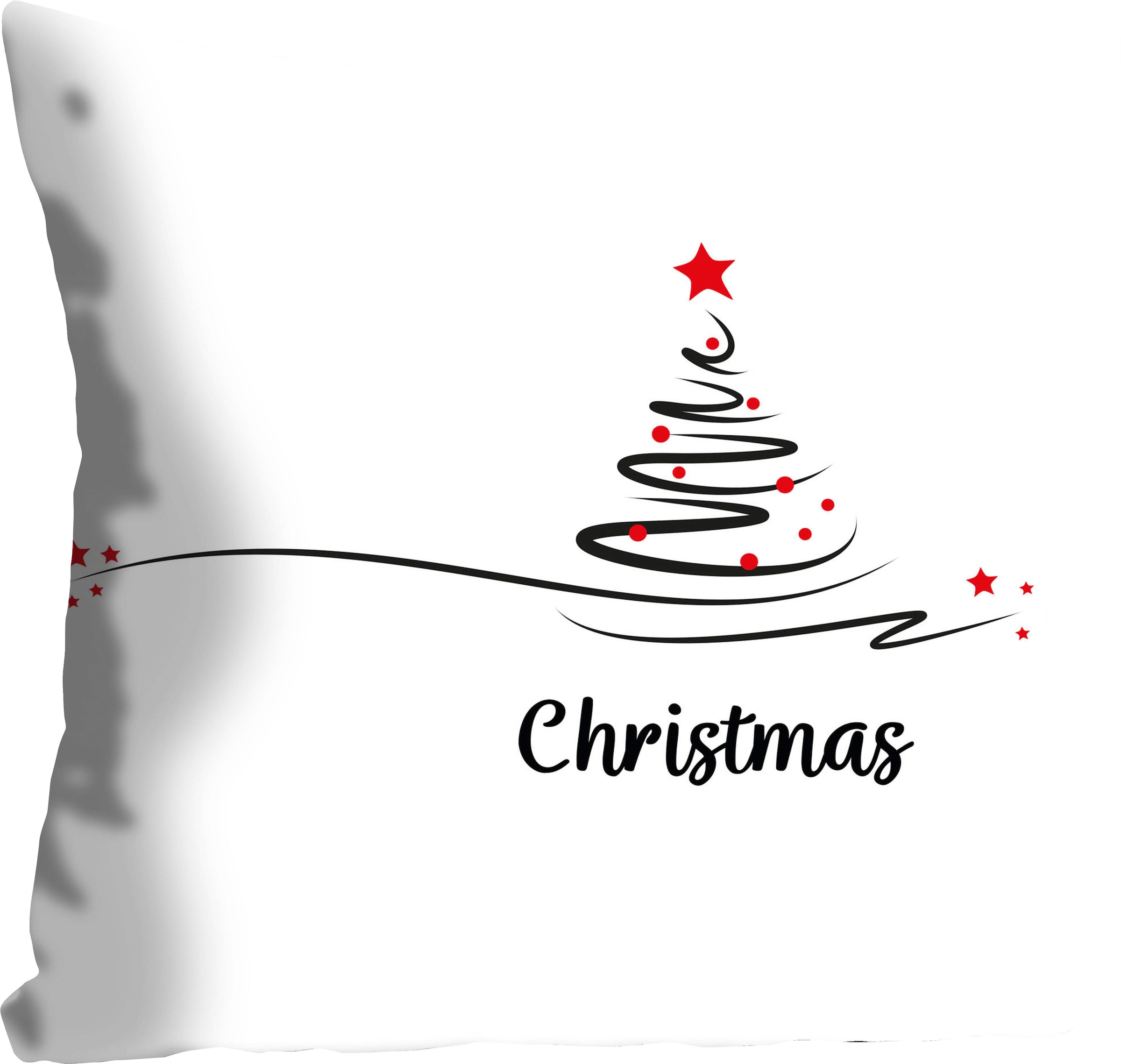queence Dekokissen "Matteo" Kissenhülle,Christmas Schriftzug,Weiß,Tannenbau günstig online kaufen