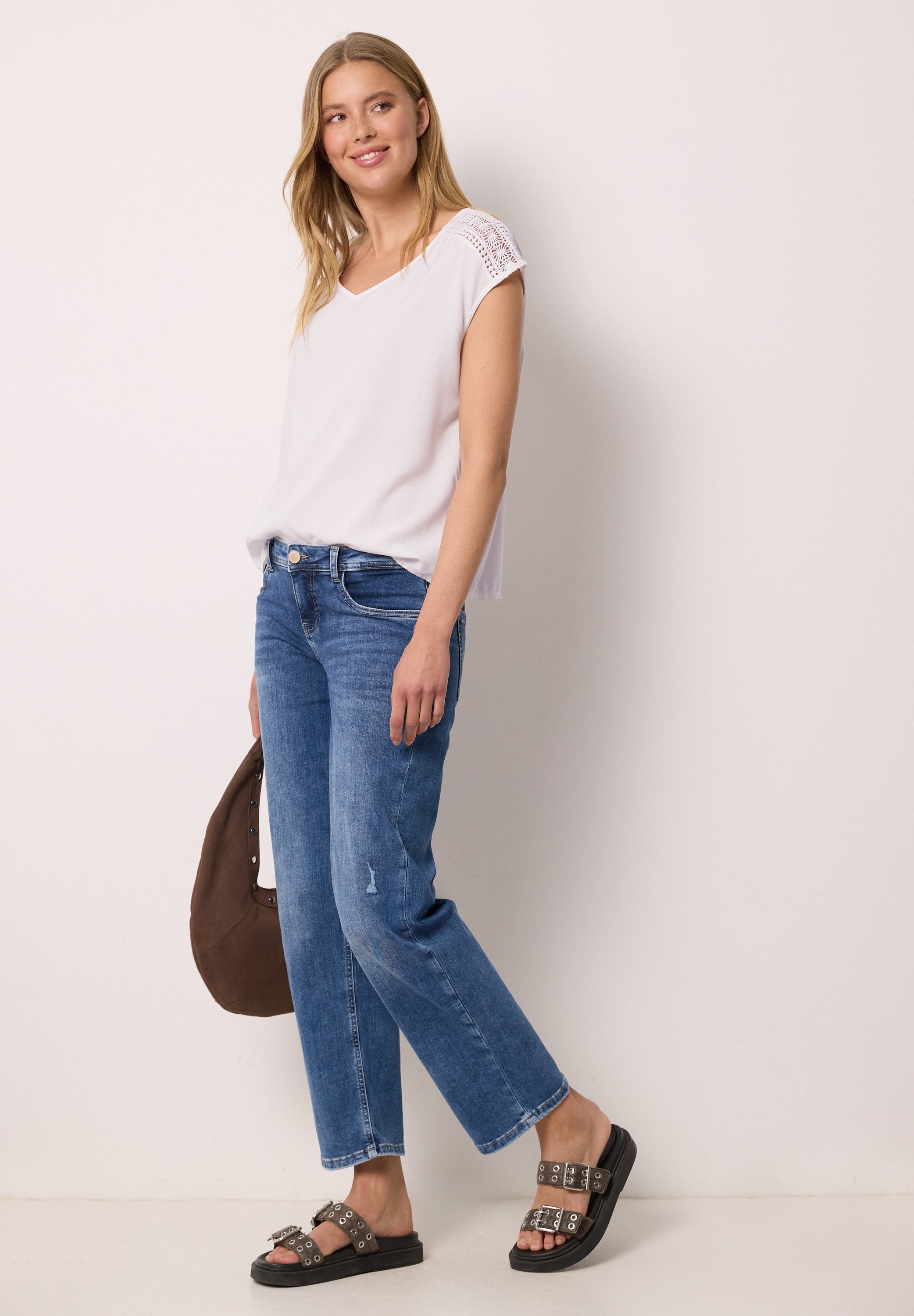STREET ONE STUDIO Kurzarmbluse aus softer Viskose
