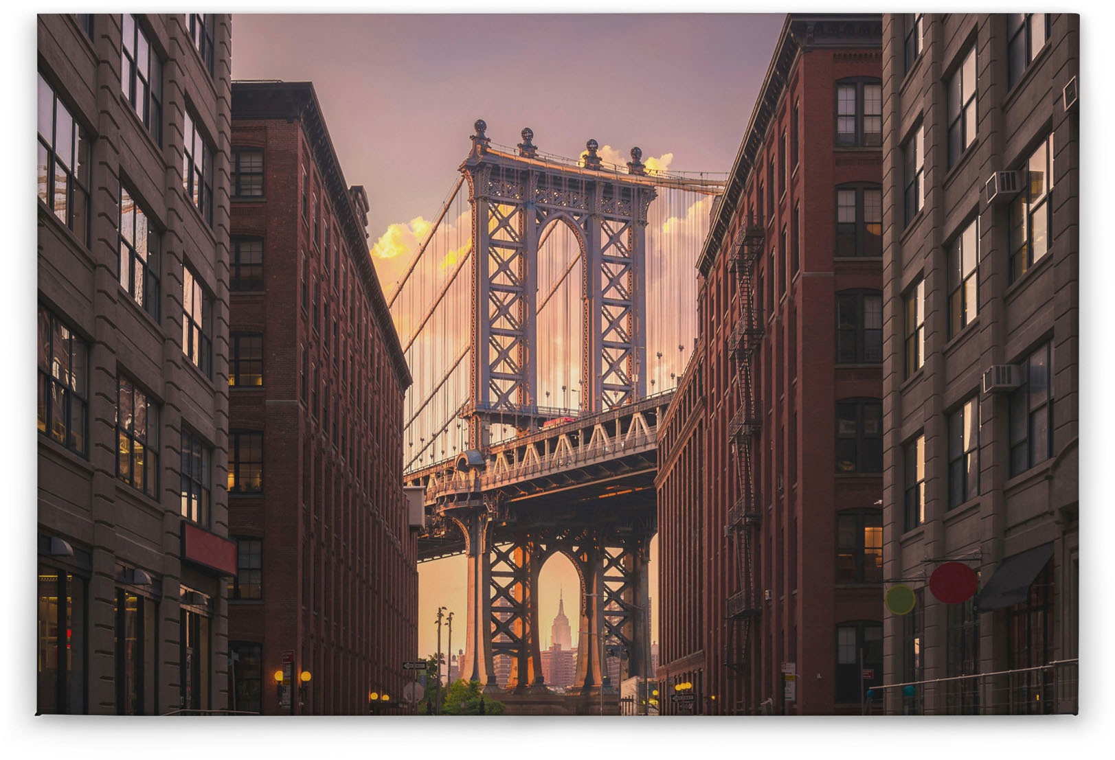 A.S. Création Leinwandbild »Brooklyn Bridge«, Kunst-New York-Kinder, (1 St.), Brücke Großstadt Keilrahmen Bild Leinwand-Bild Wohnzimmer modern Wand