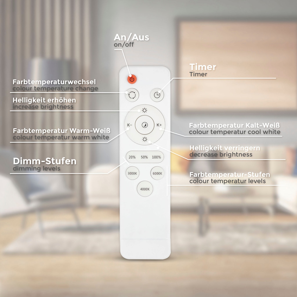B.K.Licht LED Deckenleuchte »BK_DL1526 CCT-LED Bad-Deckenlampe, Badleuchte mit Fernbedienung«, 1 flammig-flammig