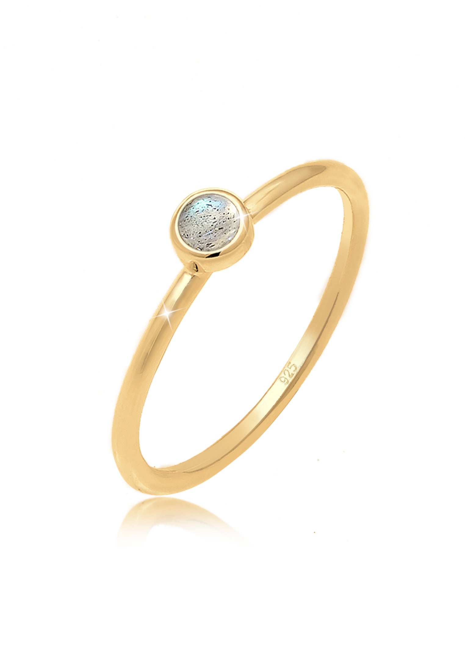 ELLI Damen Verlobungsring "Ring Labradorit Grau 925 Sterling Silber vergoldet", 54, Silber 925 (Sterlingsilber), gold, Silber 925 (Sterlingsilber),