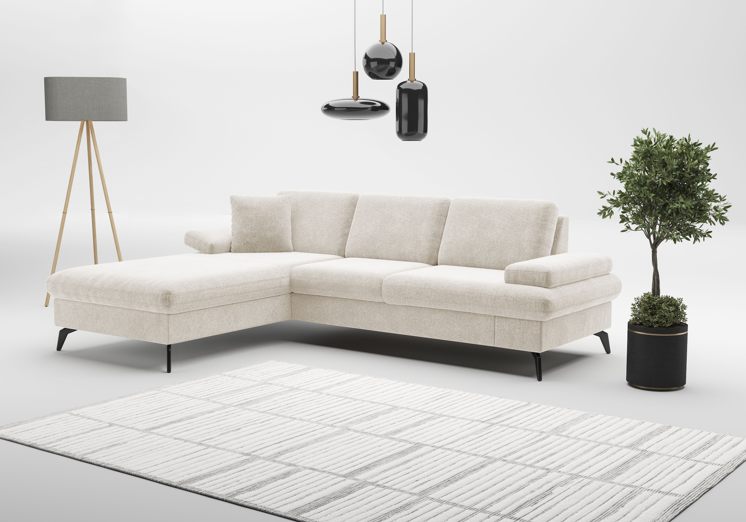 sit&more Ecksofa »Morris Jubi L-Form«, inkl. Armteilfunktion und 1 Zierkissen, wahlweise mit Bettfunktion