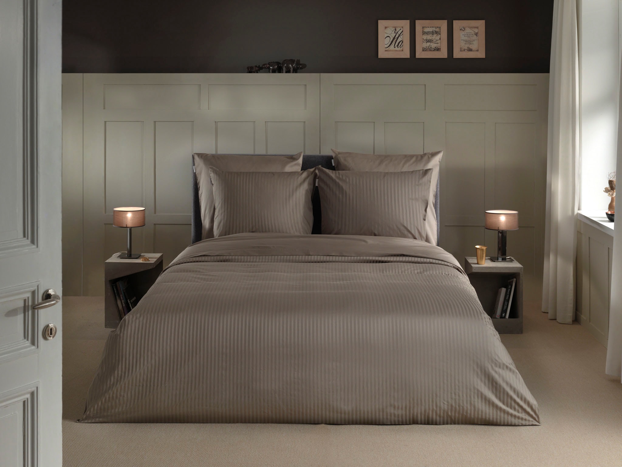 Heckett & Lane Bettwäsche "Banda" 2 Stk. tlg. hochwertiges Mako-Satin, Stre günstig online kaufen