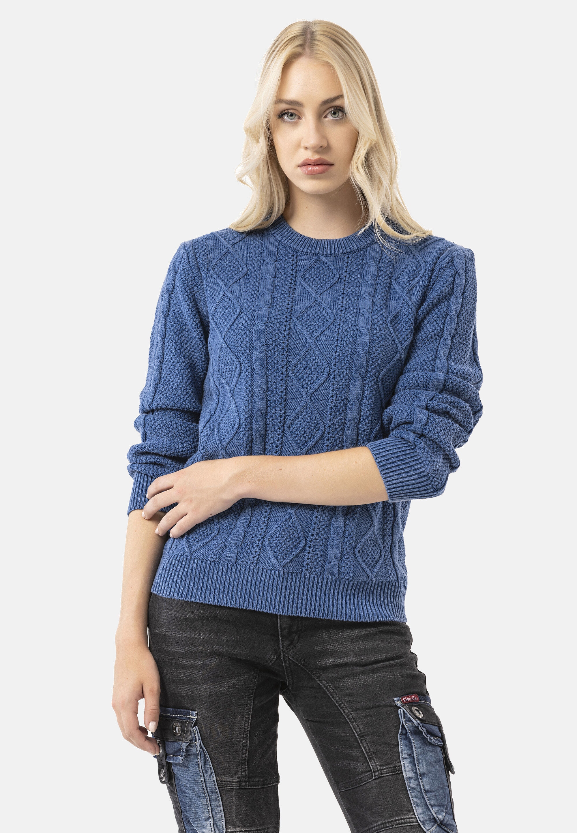 Cipo & Baxx Strickpullover »WP267« 1 mit Zopfmuster