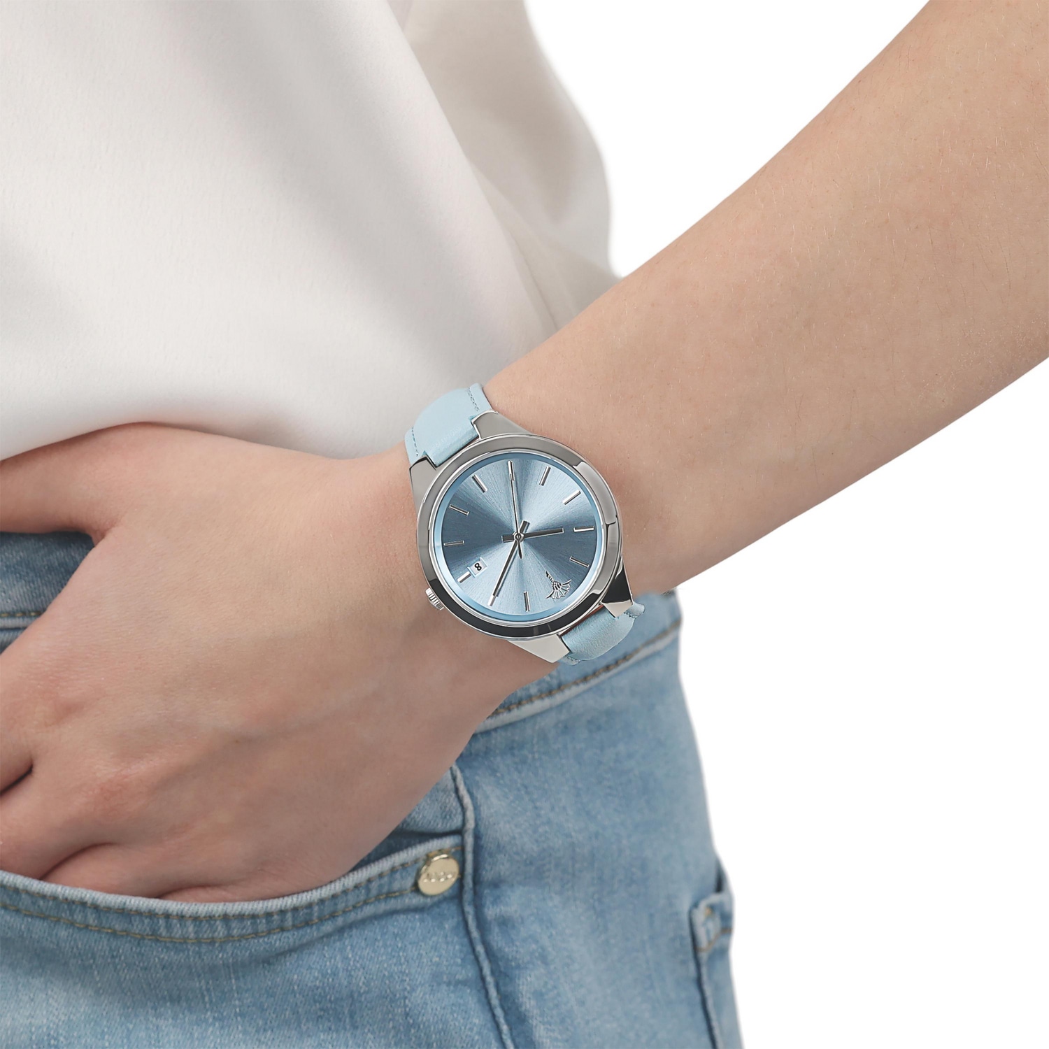 JOOP! Quarzuhr Armbanduhr, Damenuhr, Lederarmband, analog, Jahr, Monat