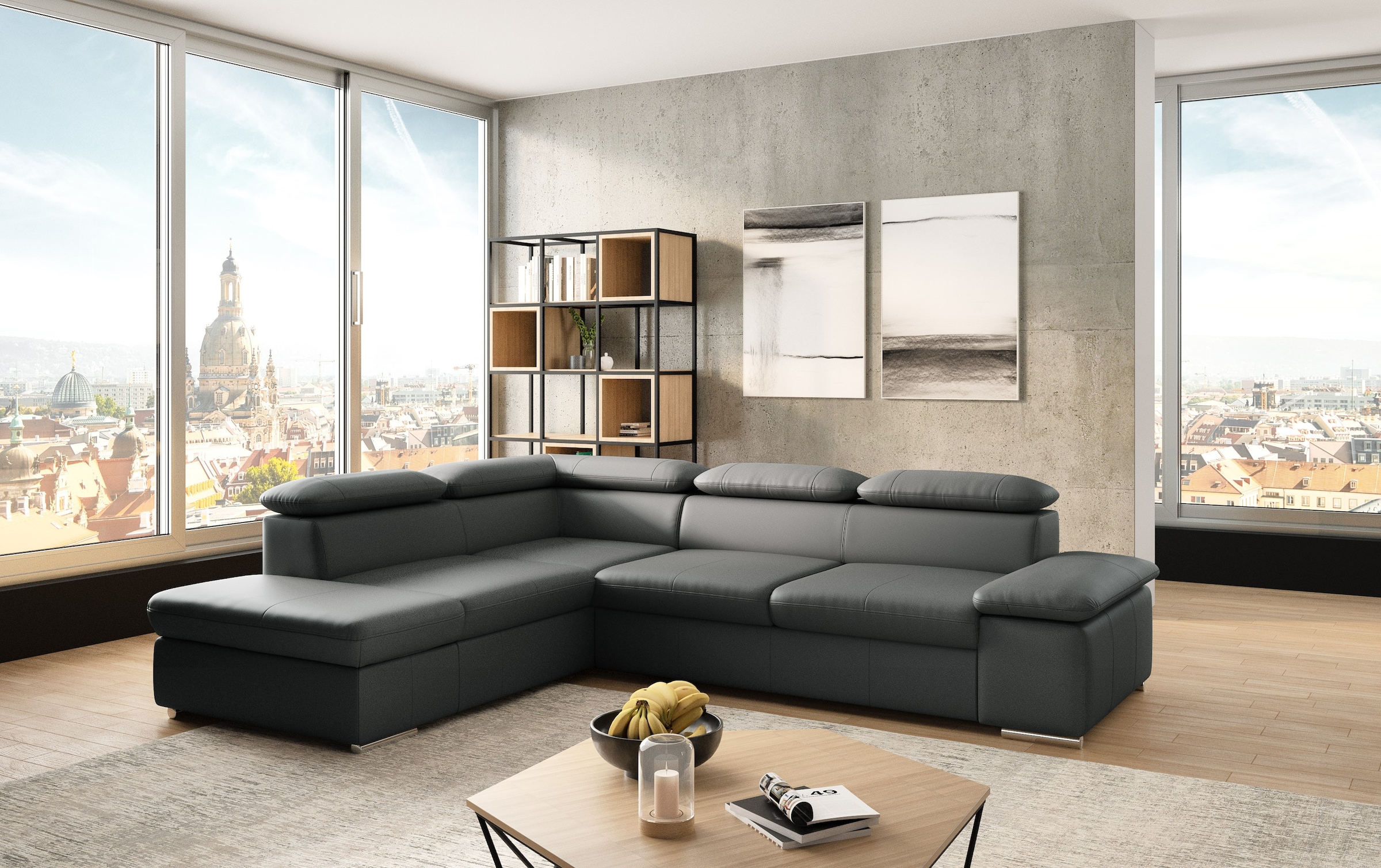 sit&more Ecksofa "Valantine L-Form, B: 272 cm, Leder, mit Arm- und Kopfteilverstellung" optional Schlaffunktion, Komfortsofa, modern