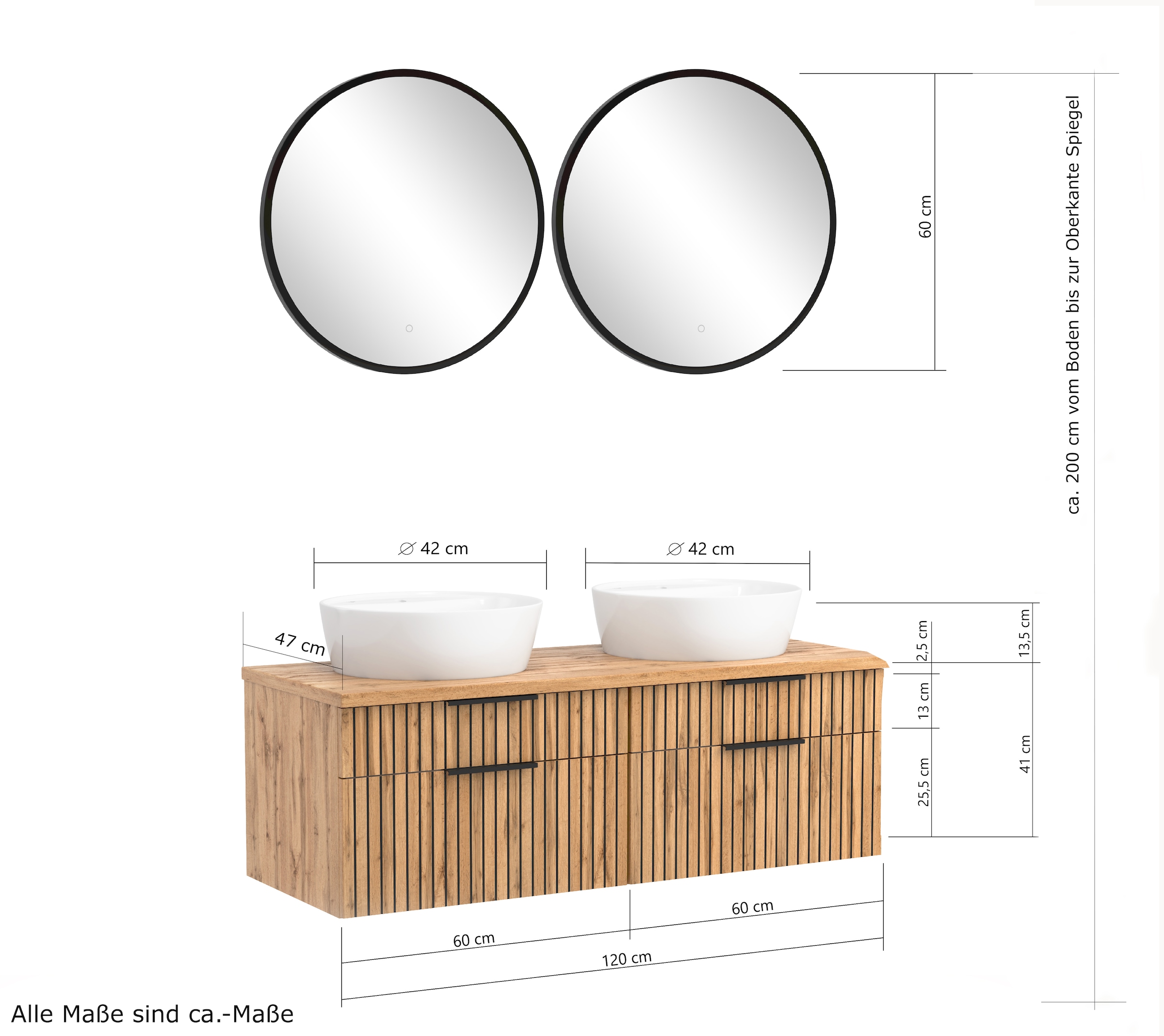 welltime Badmöbel-Set »Welltime, Carlton Waschtisch-Set, 80 oder 120 cm, gestreift«, (3 St.)