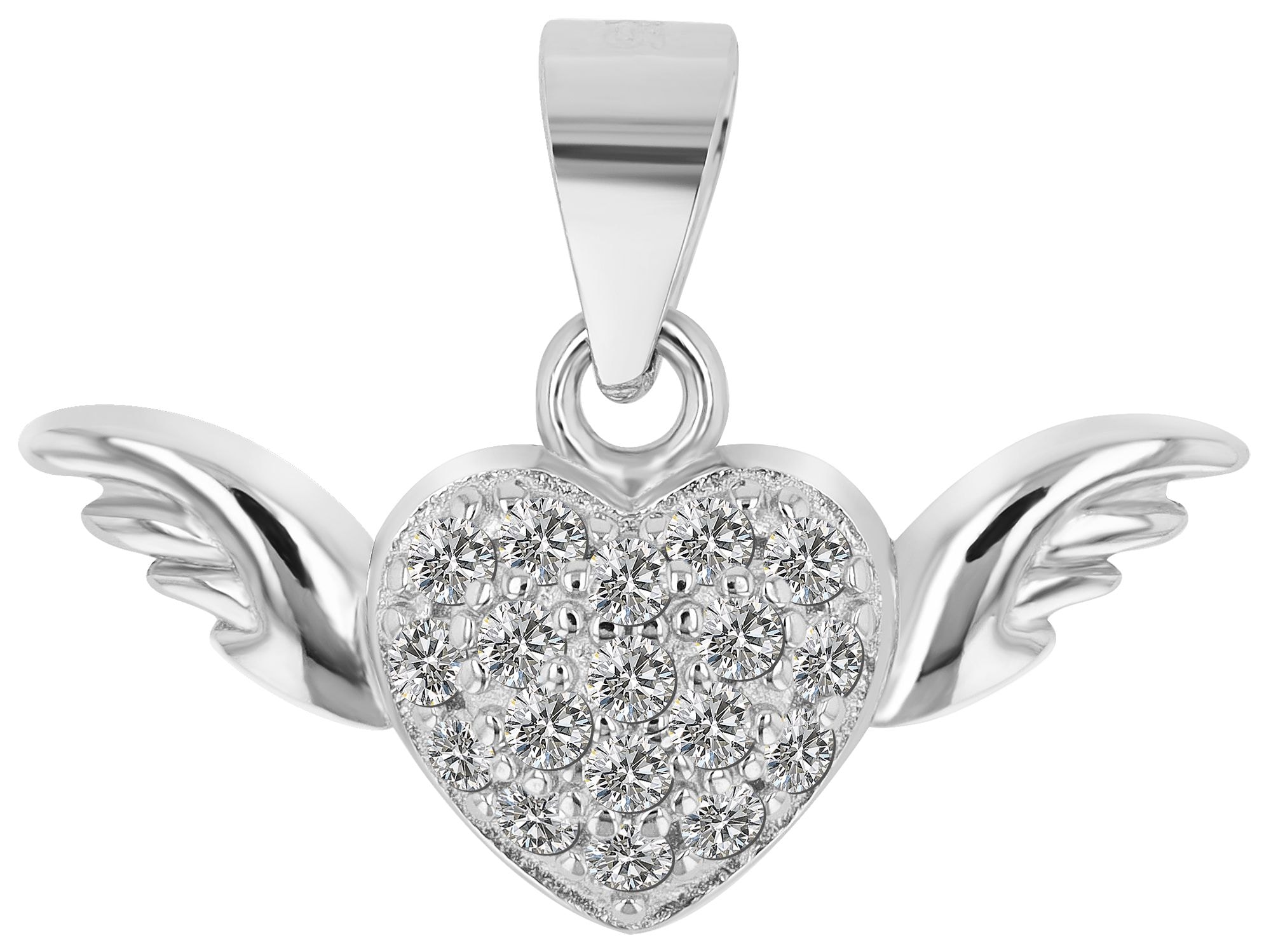 Adelia´s Kettenanhänger »Damen Anhänger – Flügel Herzanhänger aus 925 Silber mit Zirkonia« ()  Ein kleines Geschenk mit großer Wirkung