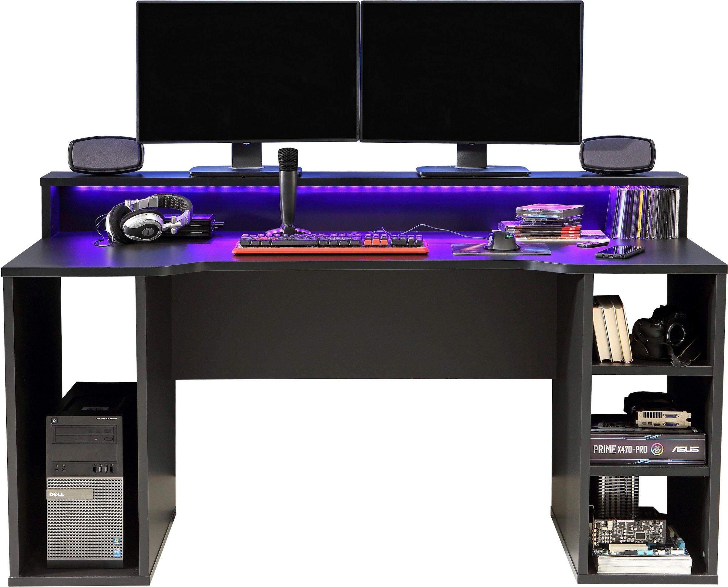 FORTE Gamingtisch »Tezaur« mit RGB-Streifenbeleuchtung/USB | BAUR