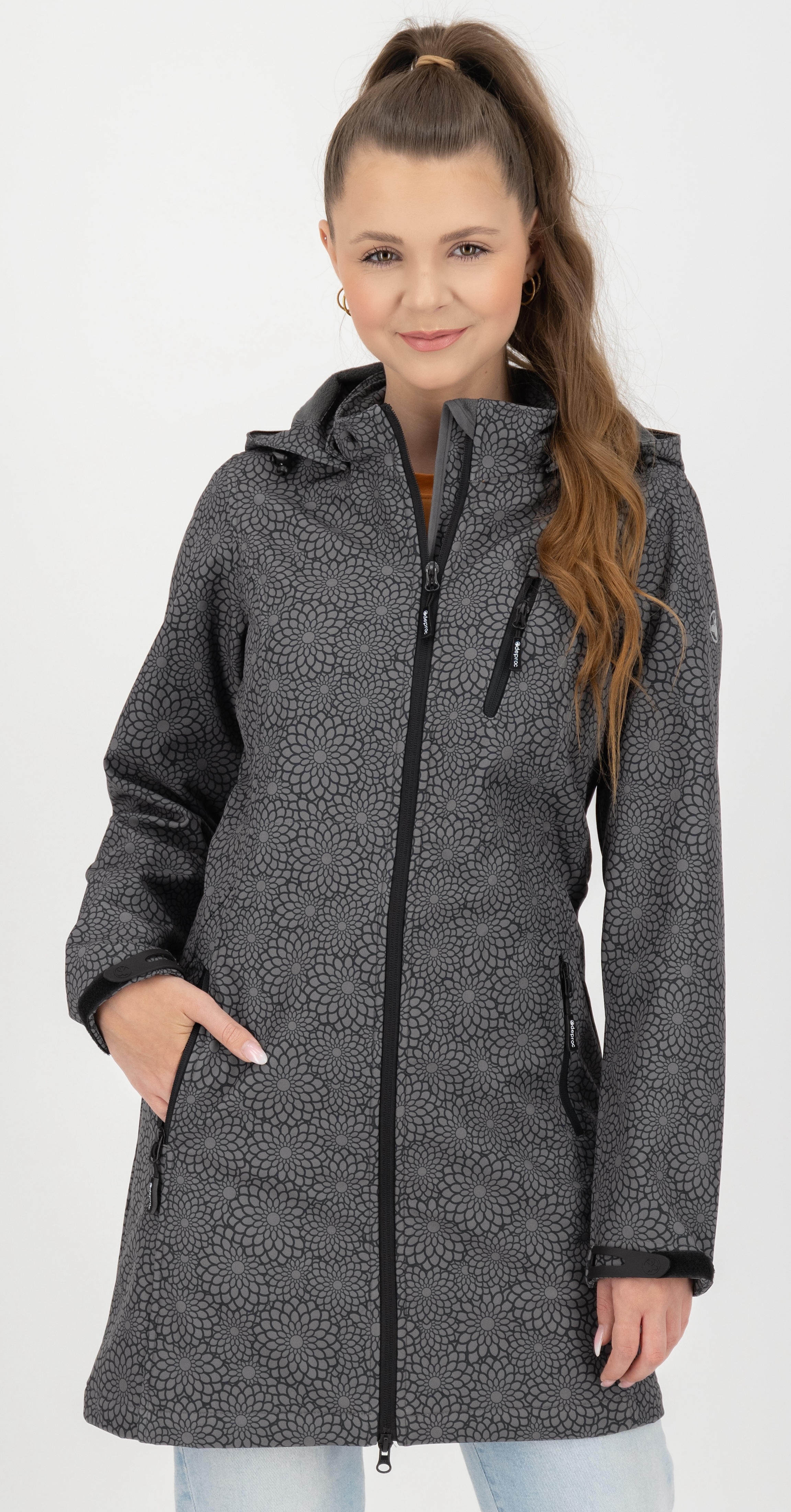 DEPROC Active Softshelljacke "SHELBY LONG" mit Kapuze leichter Softshell Kurzmantel mit abnehmbarer Kapuze