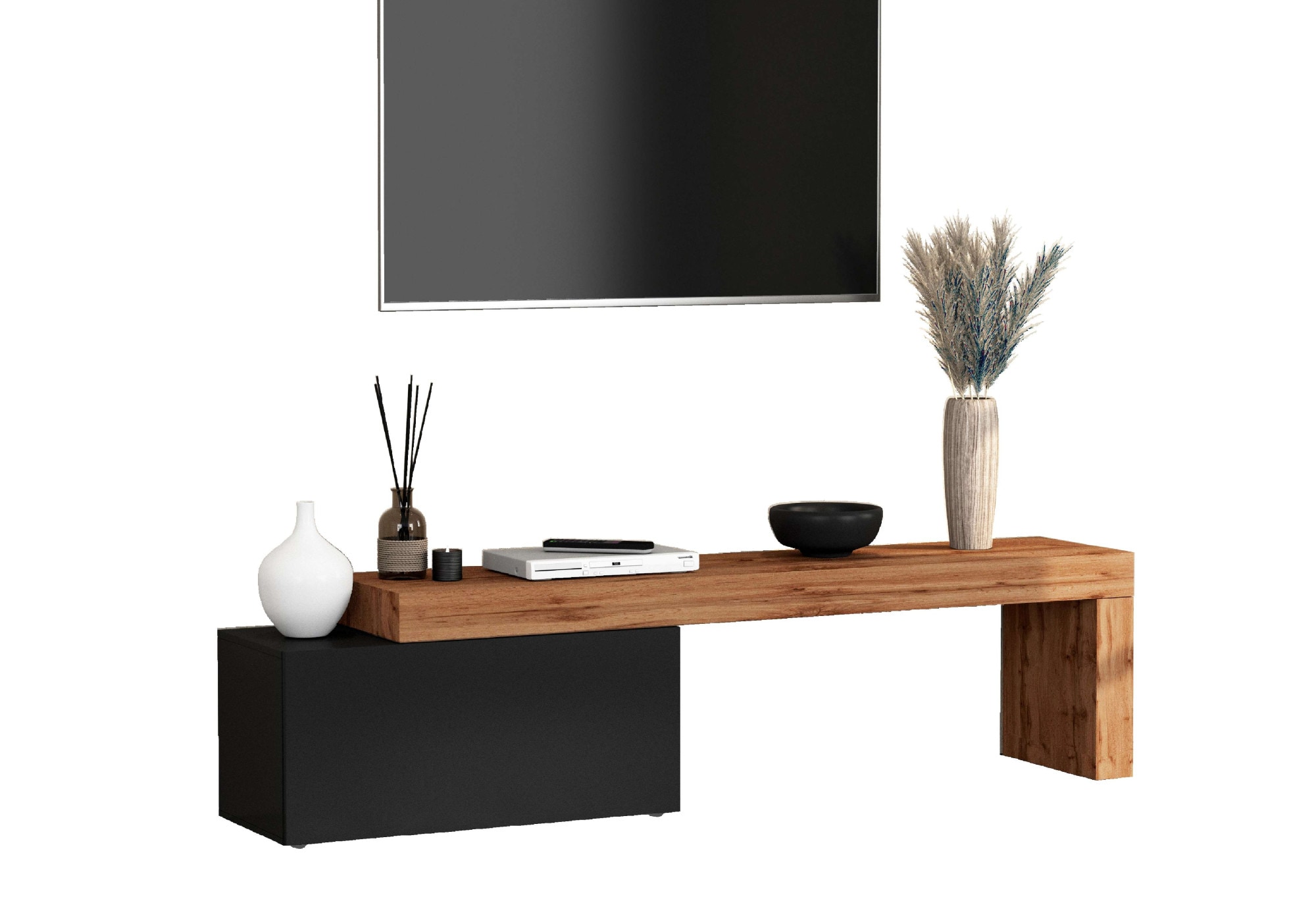 INOSIGN Lowboard »Chronos TV-Board, TV-Schrank«, (1 St., Breite verstellbar von 180 bis 260 cm), Breite 220 cm TV-Board,Lowboard,1 Klappe und ein L-Förmiger Aufsatz