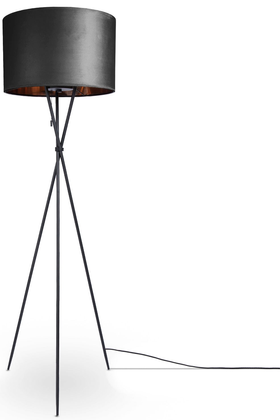 Paco Home Stehlampe »Kate uni Velour Sale | E27 Filigran Wohnzimmer 177,5cm Standleuchte Höhe Dreibein Color«, Im