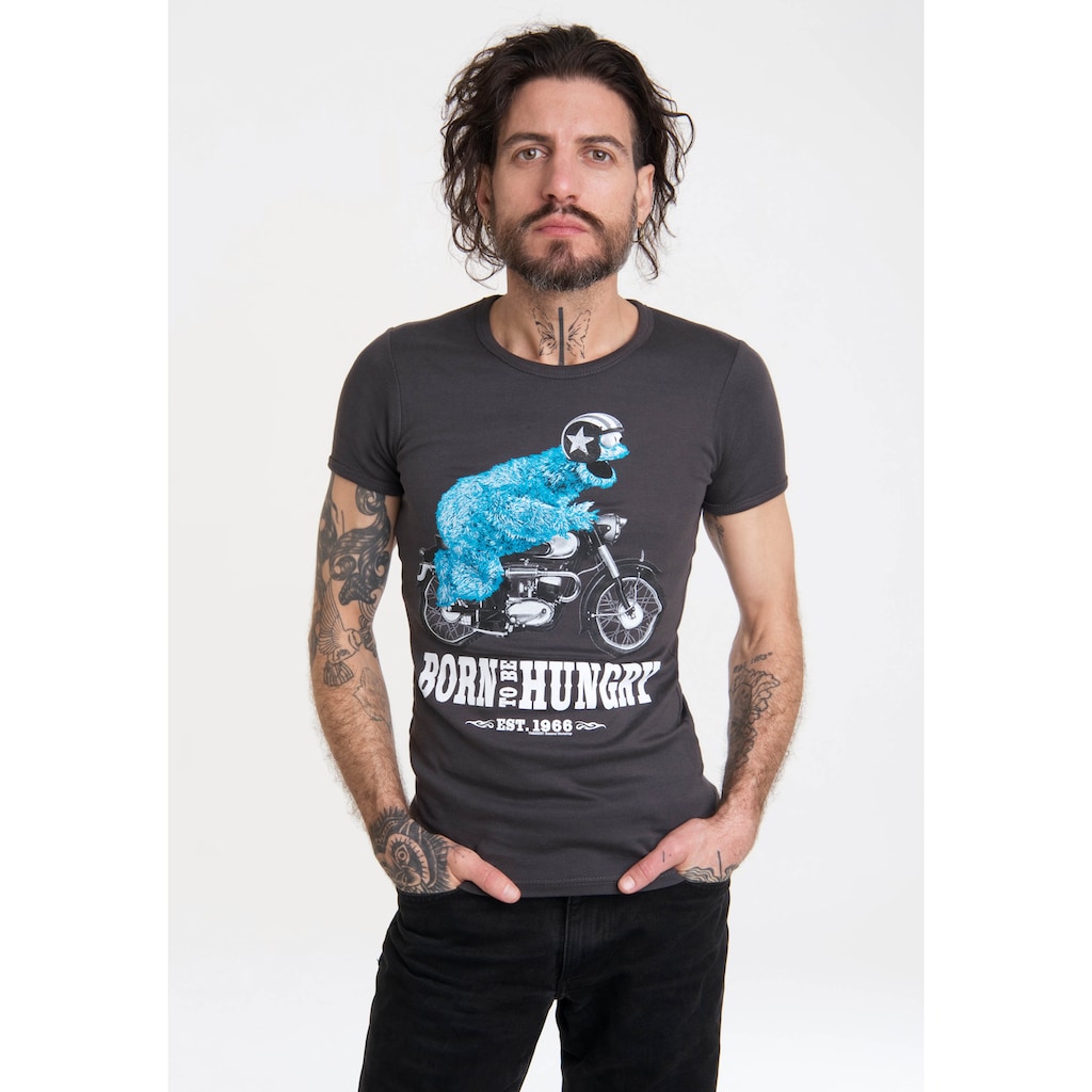 LOGOSHIRT T-Shirt »Sesamstraße - Krümelmonster Motorrad«, mit lizenziertem Print