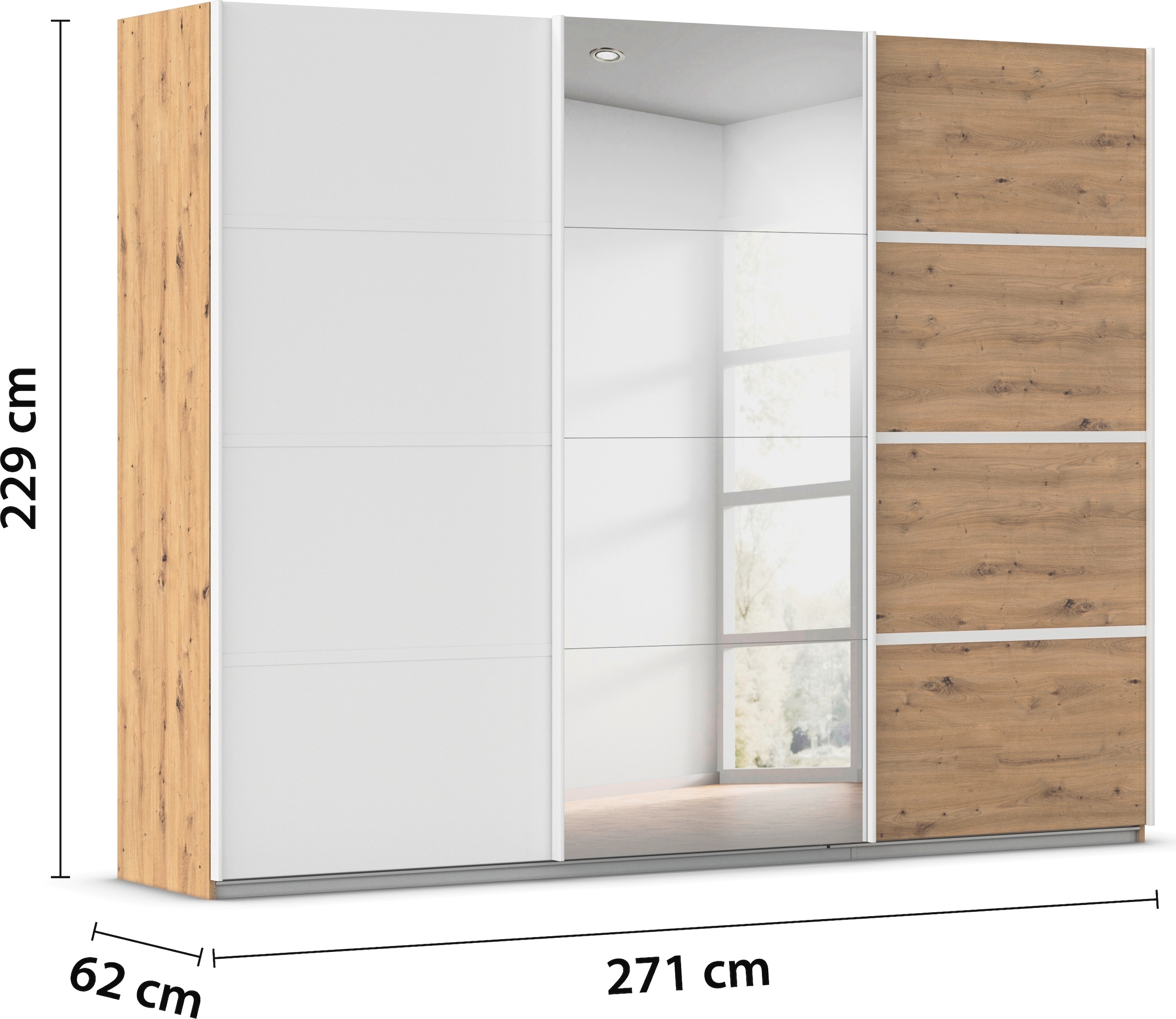 rauch Kleiderschrank »Schwebetürenschrank Garderobe Schrank TOP ANGEBOT Avola«, (in 3 verschiedenen Ausstattungen BASIC/CLASSIC/PREMIUM inkl. Spiegel), mit eleganten Zierleisten in Chrom, Schwarz oder Weiß MADE IN GERMANY