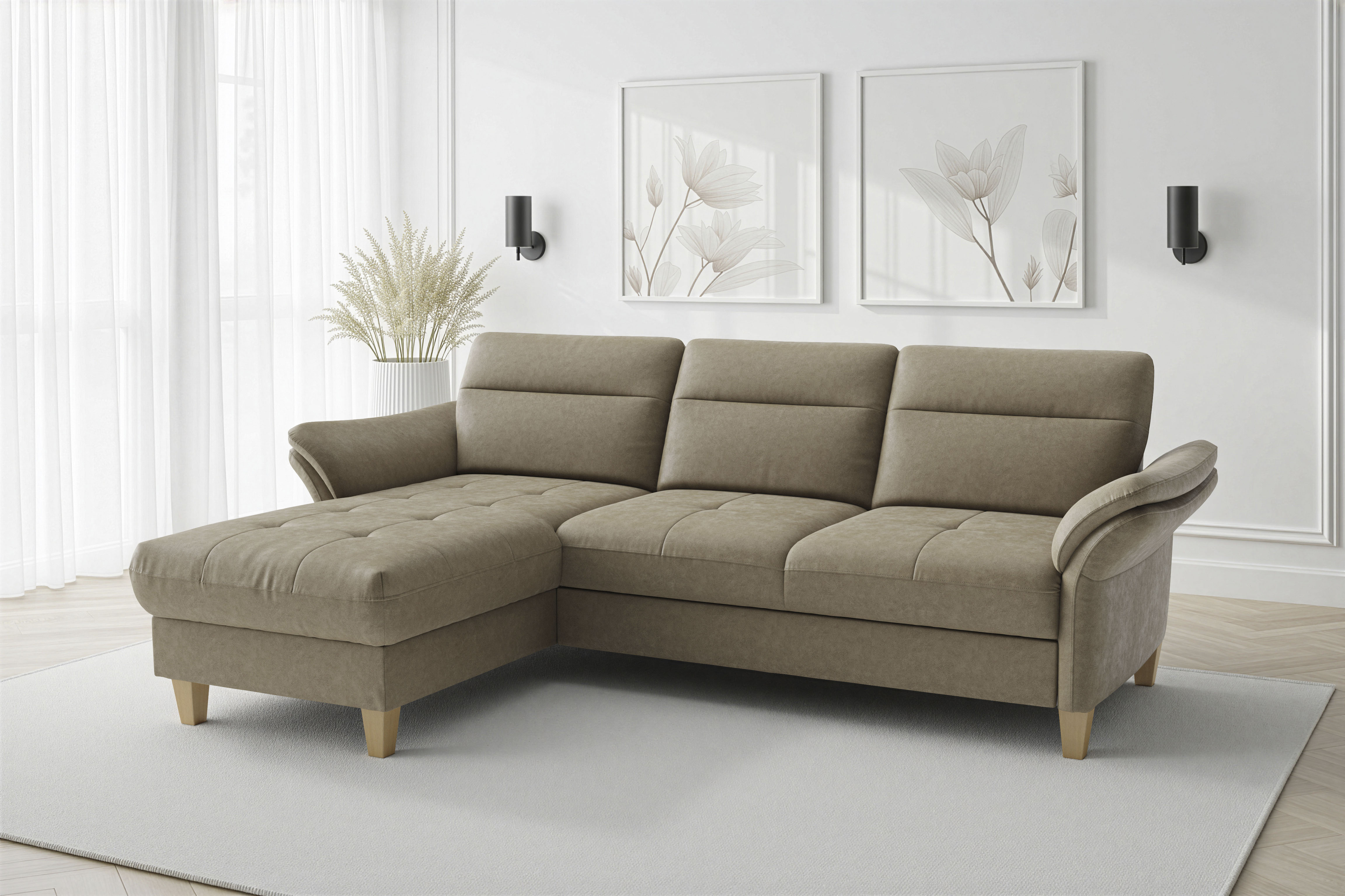 sit&more Ecksofa "Pamela L-Form, B: 230 cm, optional Schlaffunktion & Bettkasten" mit Federkern