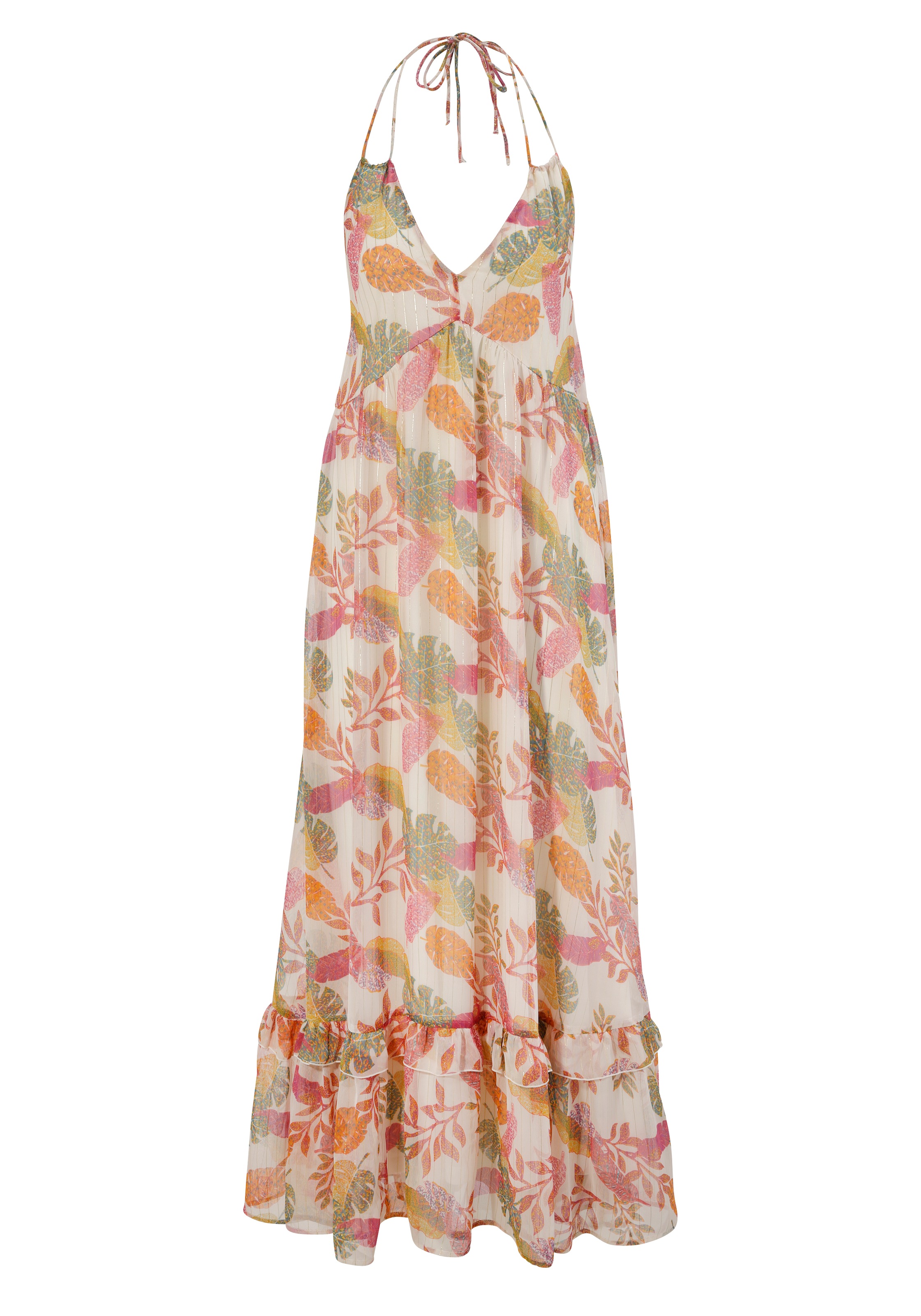 Aniston CASUAL Sommerkleid, farbharmonischer Druck und goldfarbenen Glanzfäden