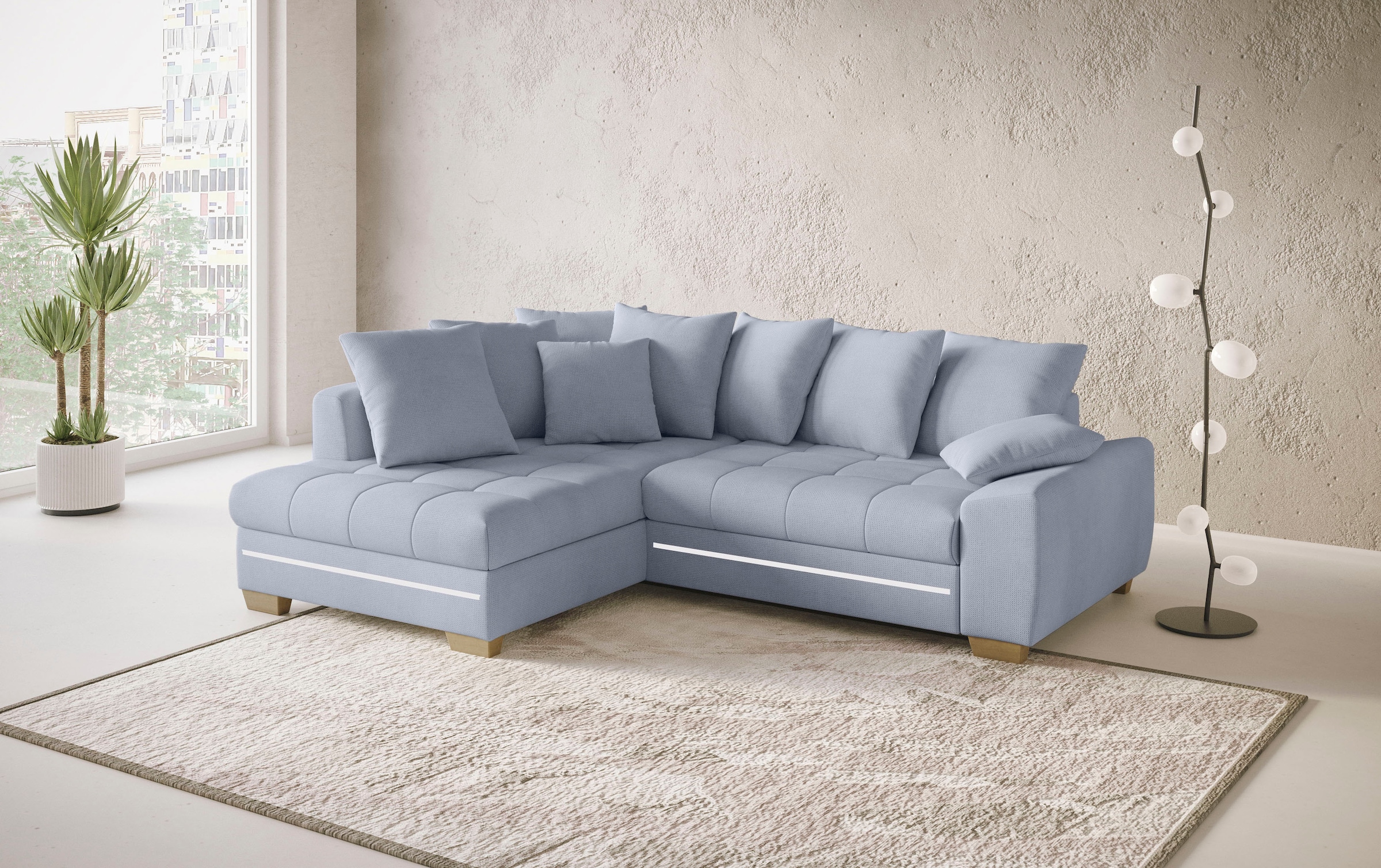 Thumbnail - Mr. Couch Ecksofa "Nikita II, L-Form" mit RGB-LED Beleuchtung, wahlweise mit Bett, Bettkasten, Kaltschaum