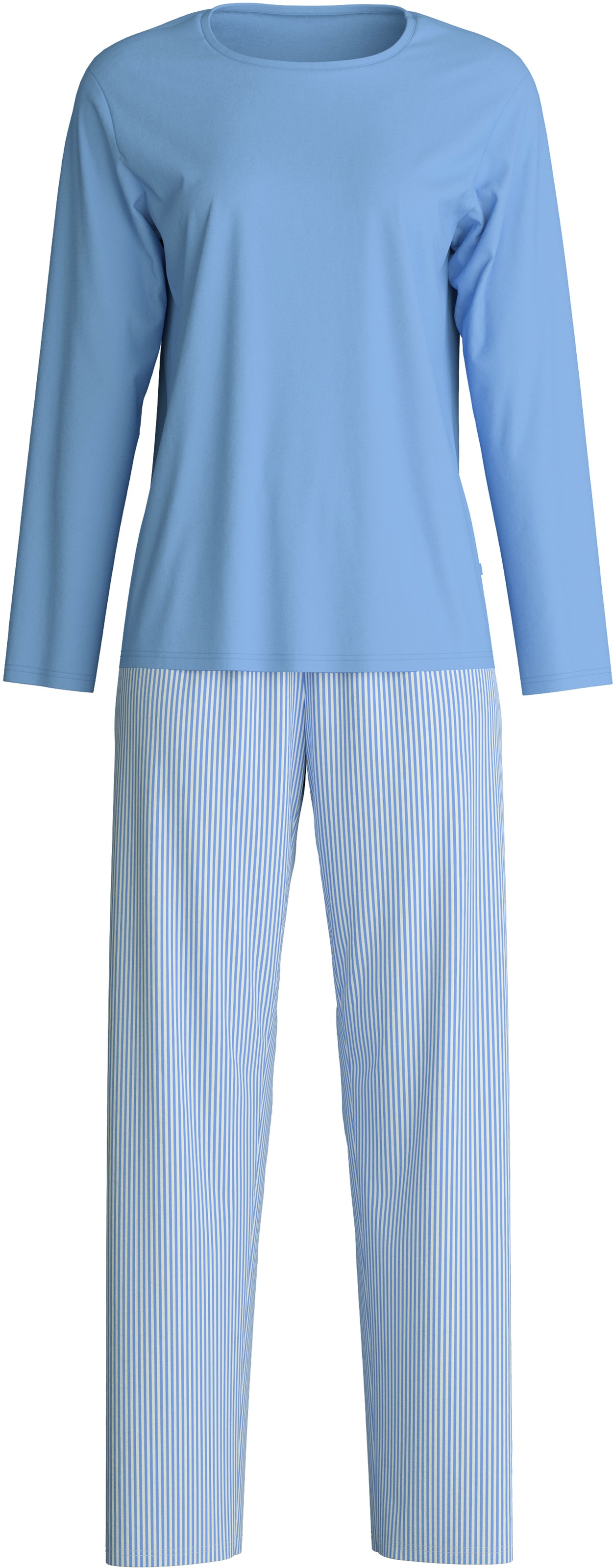 CALIDA Schlafanzug "Lovely Nights", (2 tlg.), Oberteil uni, Hose gestreift, günstig online kaufen