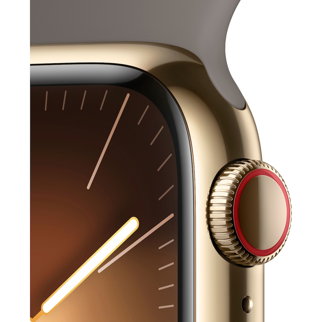 Apple Smartwatch »Watch Series 9 GPS + Cellular 41mm Edelstahl S/M«, (Watch OS 10 Sport Band)