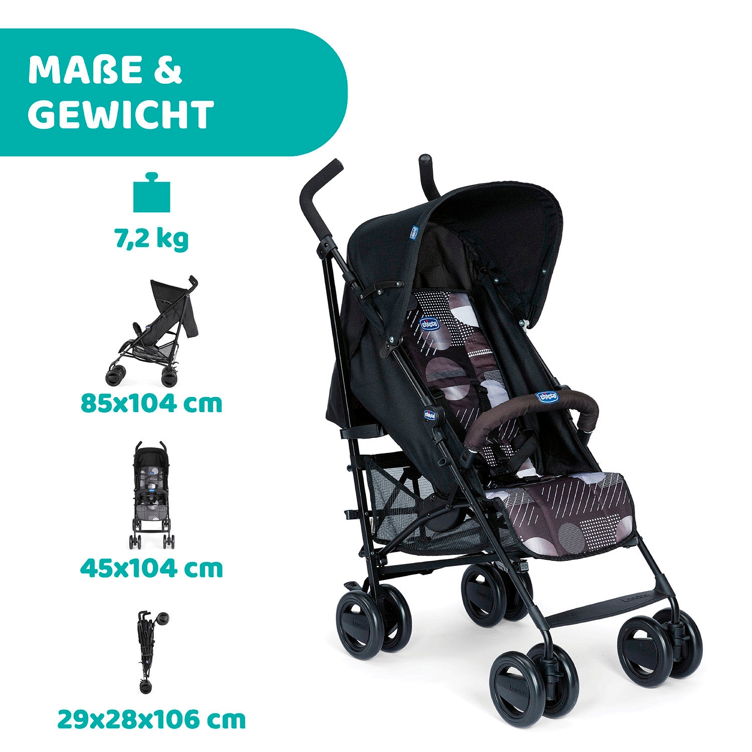 Chicco Kinder-Buggy »London, matrix«, mit schwenk- und feststellbaren Vorderrädern;