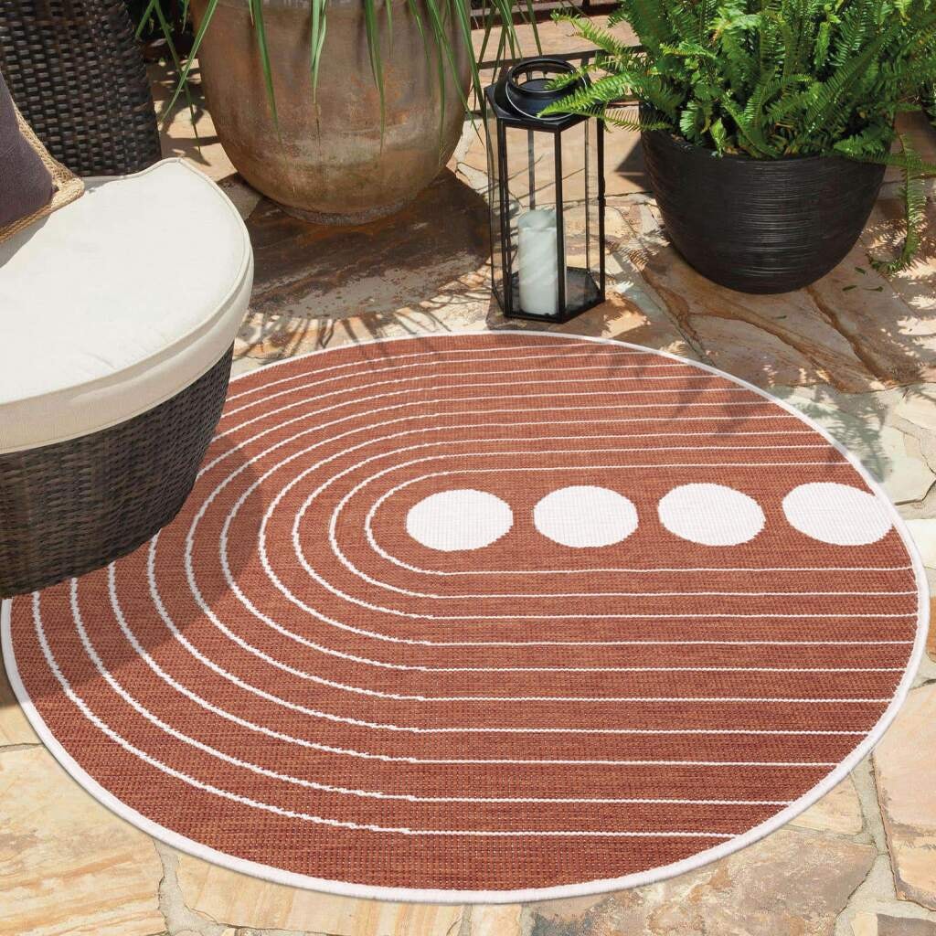 Carpet City Outdoorteppich »DUO RUG 5739«, rund, 5 mm Höhe, Wendeteppich Wetterfest In- & Outdoor, Balkon, Terrasse, Wohnzimmer