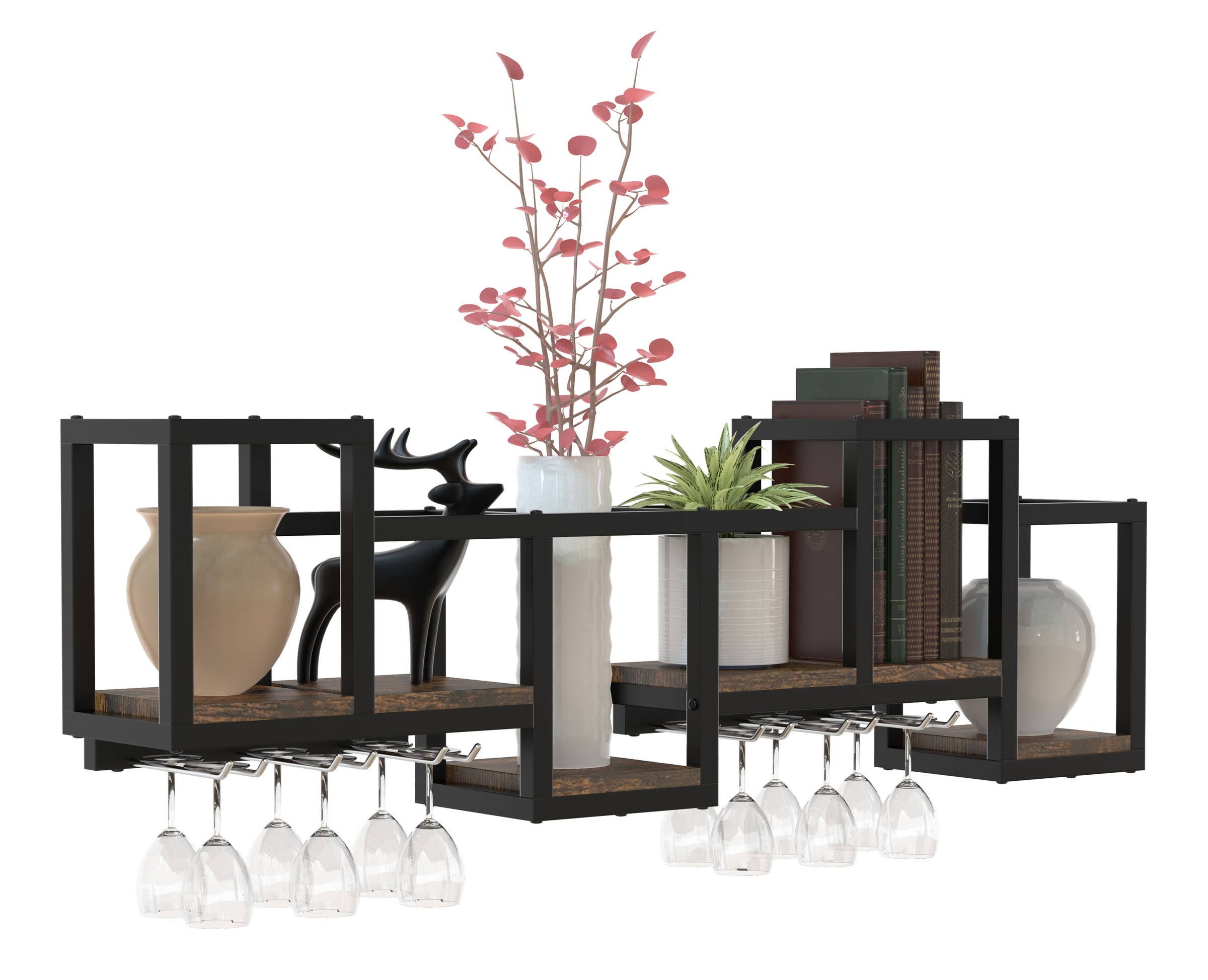 Hängeschrank VCM, B:108cm T:18cmeiche vintage, Obermaterial: 100% Holz Wood., Küche, Schränke, "Holz Wandregal Gewürze Gläser Regal Küche Kolari M"