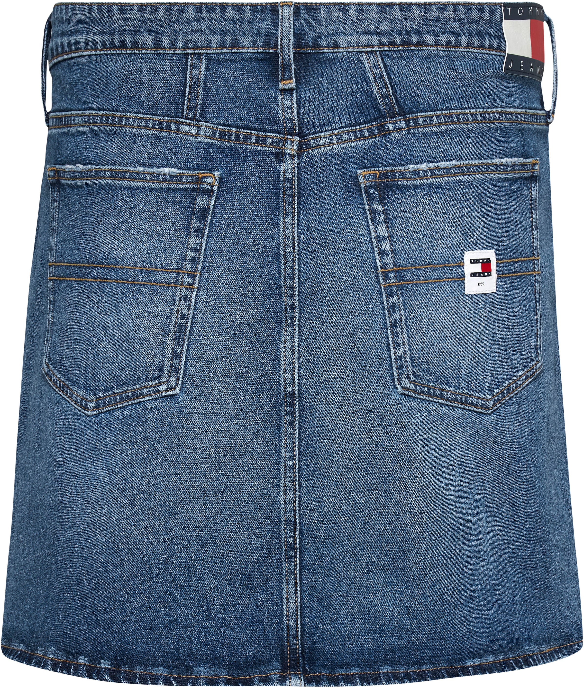 mit | AH6158«, Jeans Logostickerei Curve BAUR SKIRT »CRV bestellen Tommy Jeansrock MOM UH