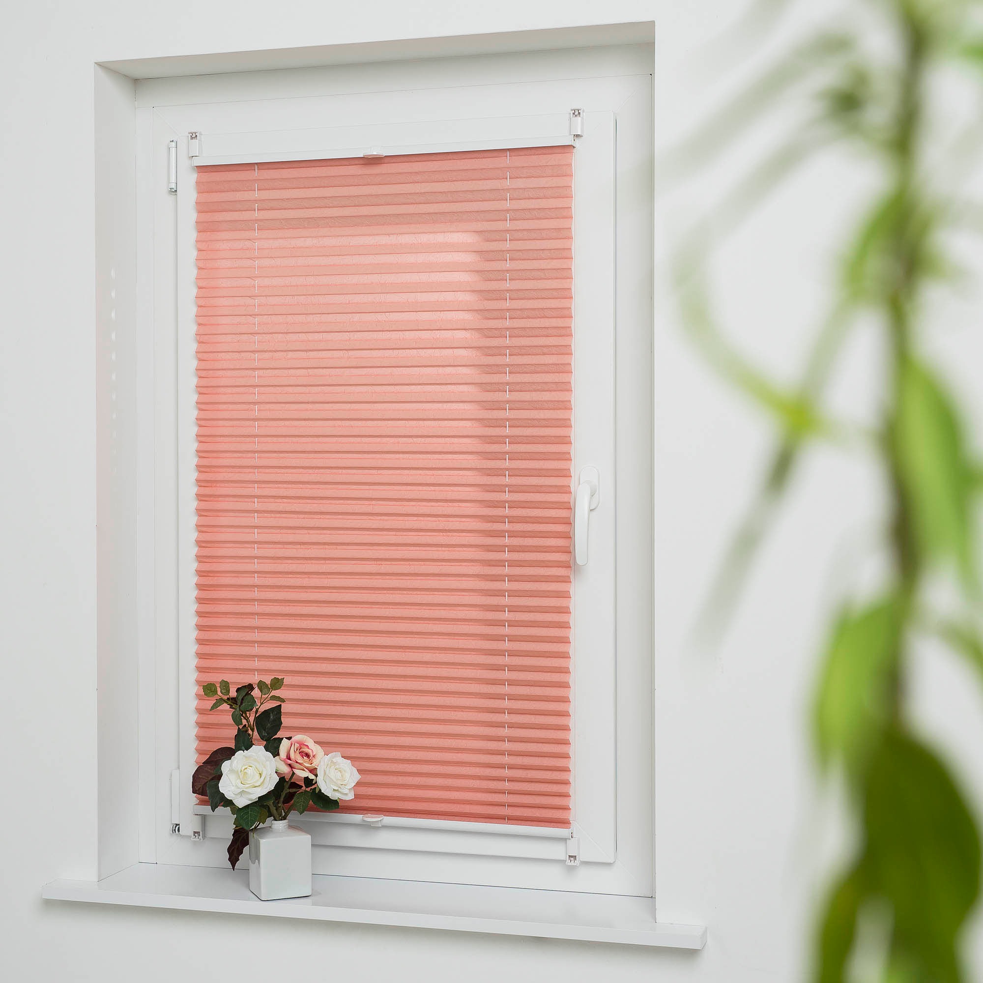 Thumbnail - Liedeco Plissee "Lachs" Lichtschutz ohne Bohren verspannt