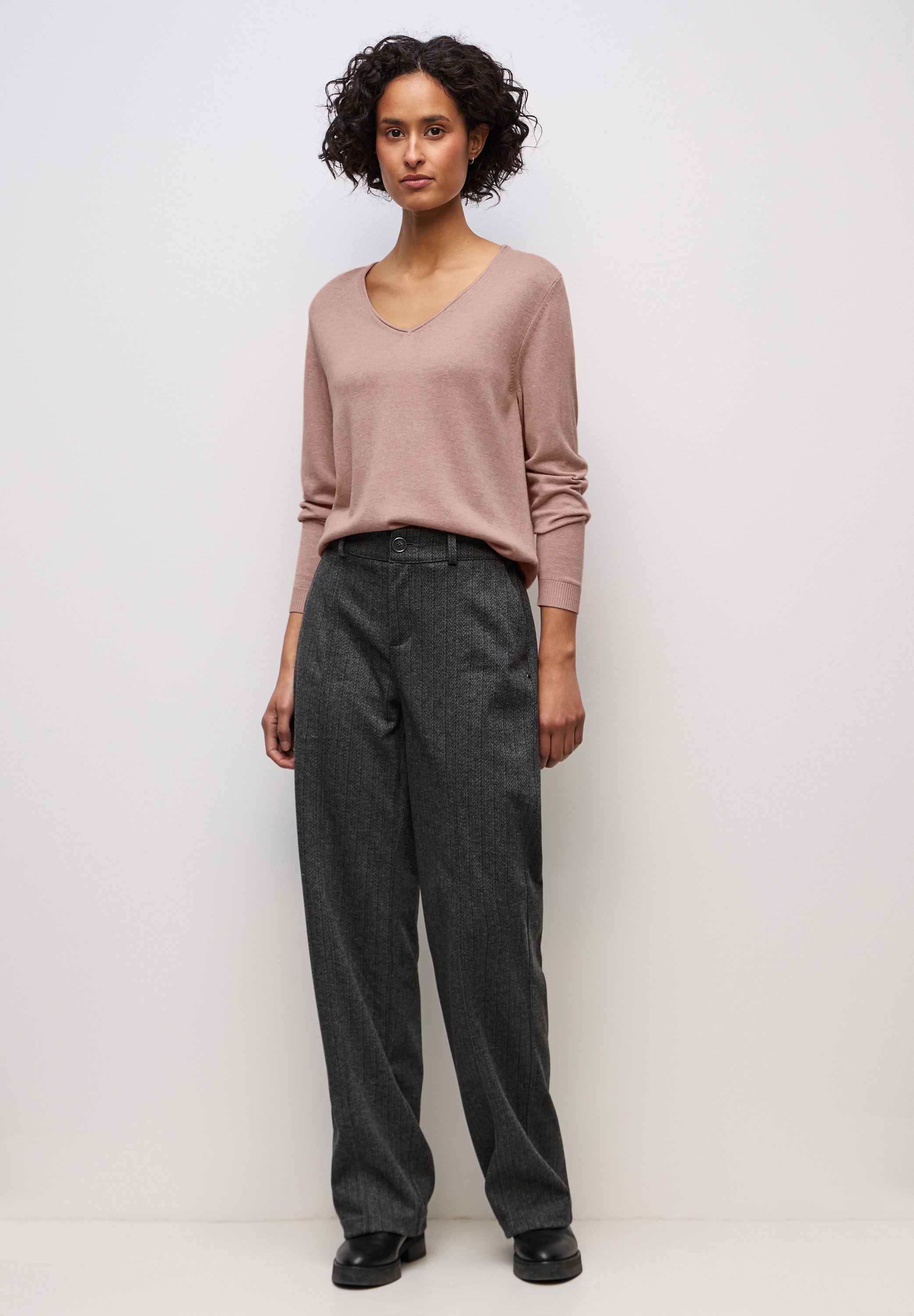 Thumbnail - STREET ONE V-Ausschnitt-Pullover Feinstrick