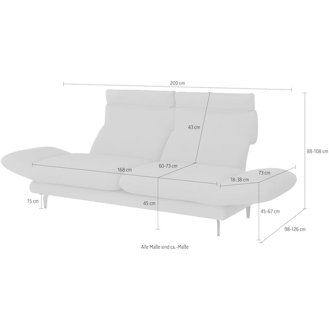 DOMO collection 2-Sitzer »Padova«, Armteilverstellung, wahlweise auch mit  Rückenverstellung erhältlich bestellen | BAUR