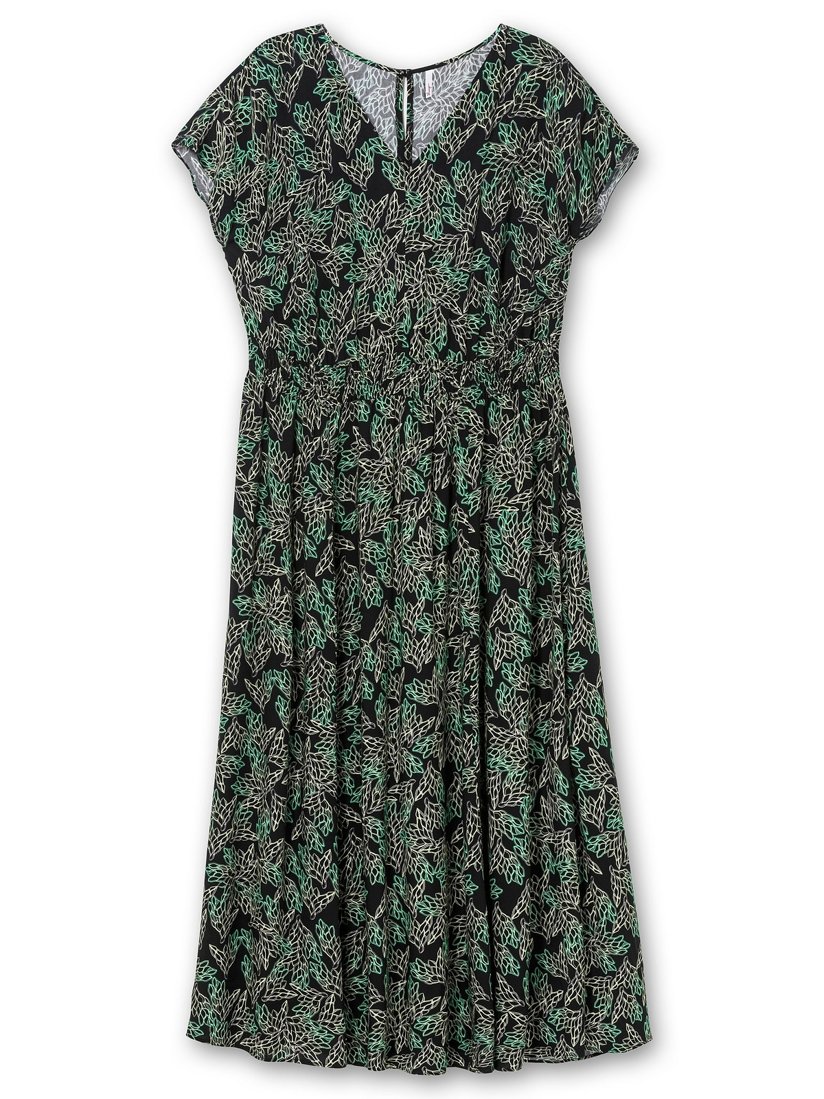 Sheego Maxikleid »Große Größen«, mit Alloverdruck und gesmokter Taille