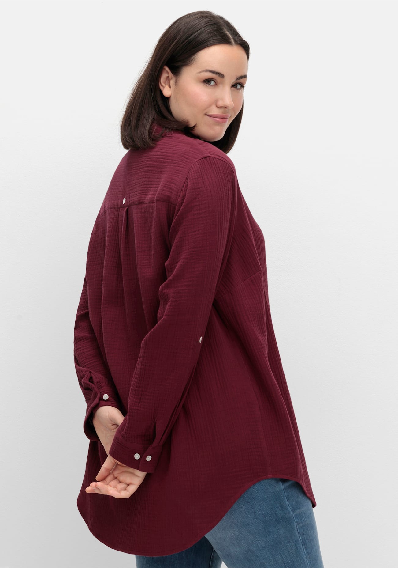 SHEEGO Hemdbluse Damen Weinrot Gr. 58 2