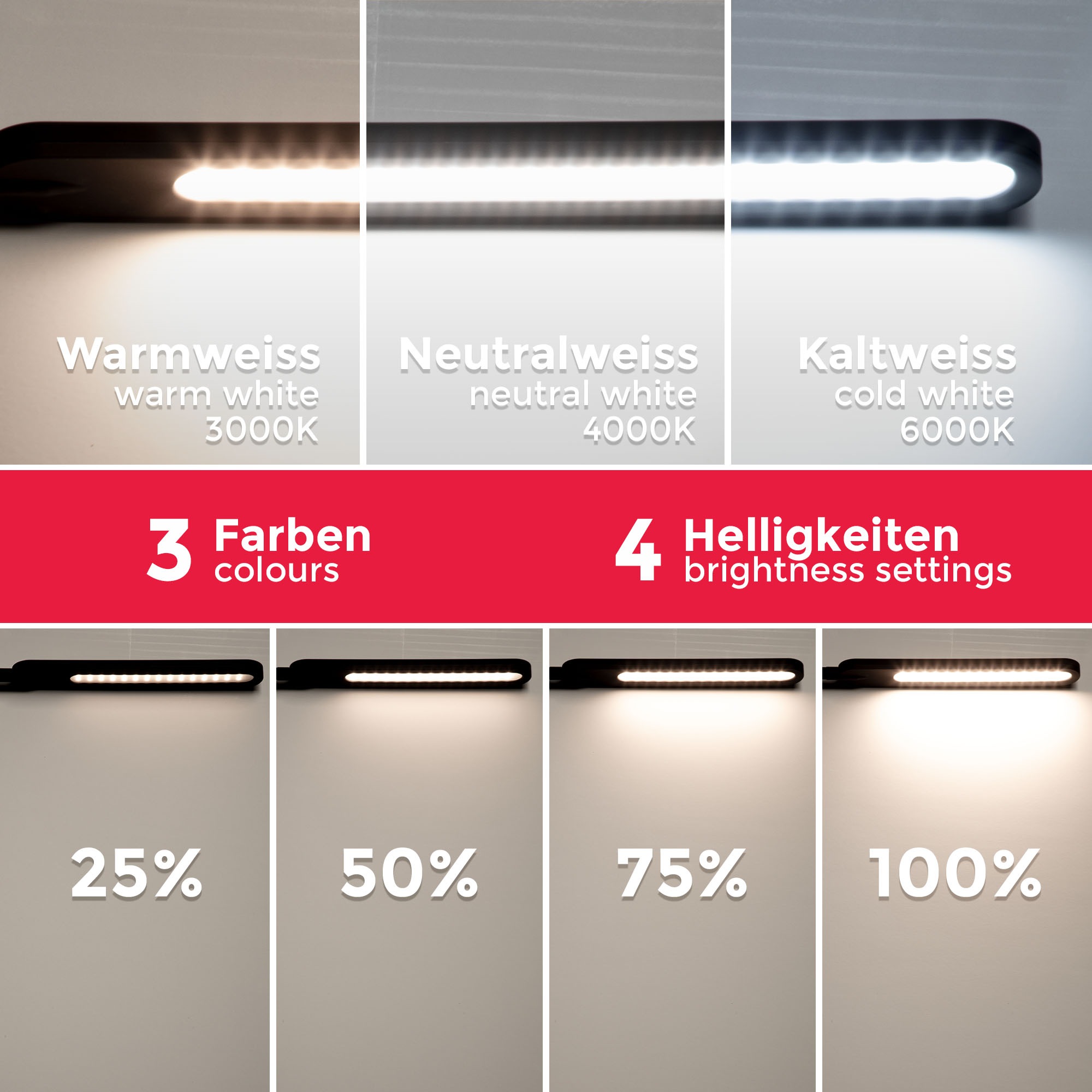 B.K.Licht LED Leuchten-Set, 3-teilig: LED-Deckenleuchte + LED-Tischleuchte und LED Stehleuchte