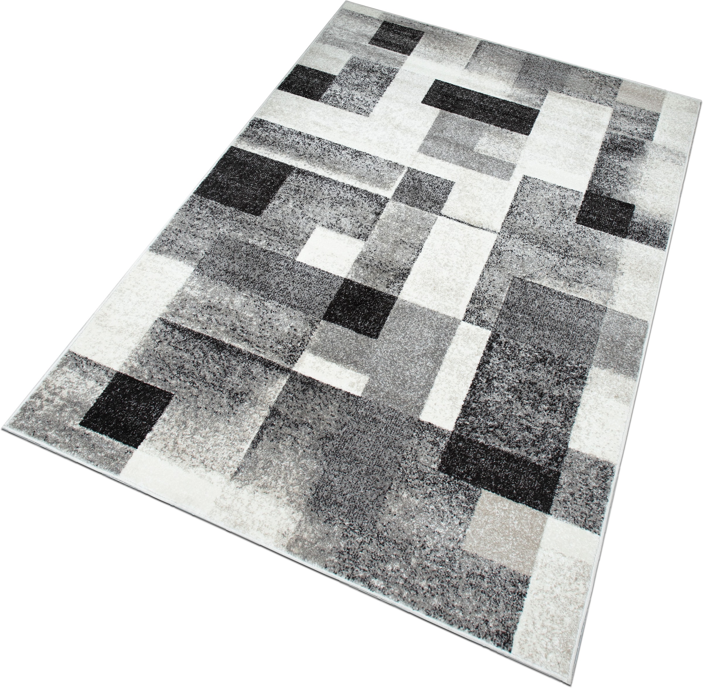 OTTO home Teppich »Corine« rechteckig 9 mm Höhe mit besonders weichem Flor, Kurzflor, modernes Karo-Design,