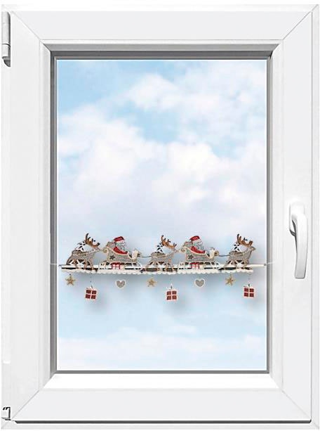 Stickereien Plauen Scheibengardine »Weihnachtsmann«, (1 St.), Fensterdekoration "Weihnachtsmann"