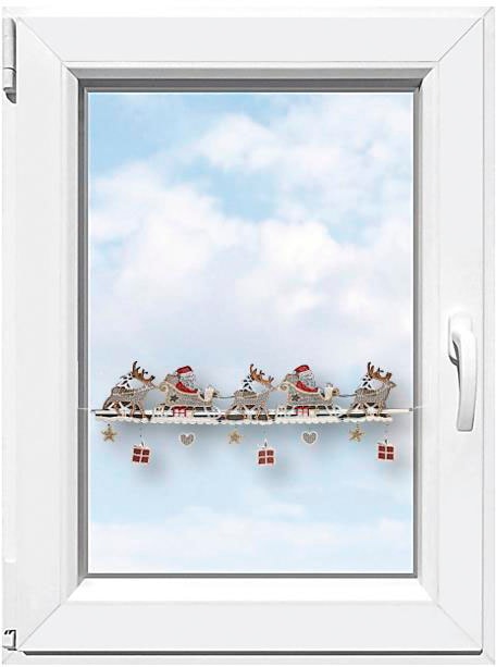 Stickereien Plauen Scheibengardine "Weihnachtsmann" Stangendurchzug 1 Stk. günstig online kaufen