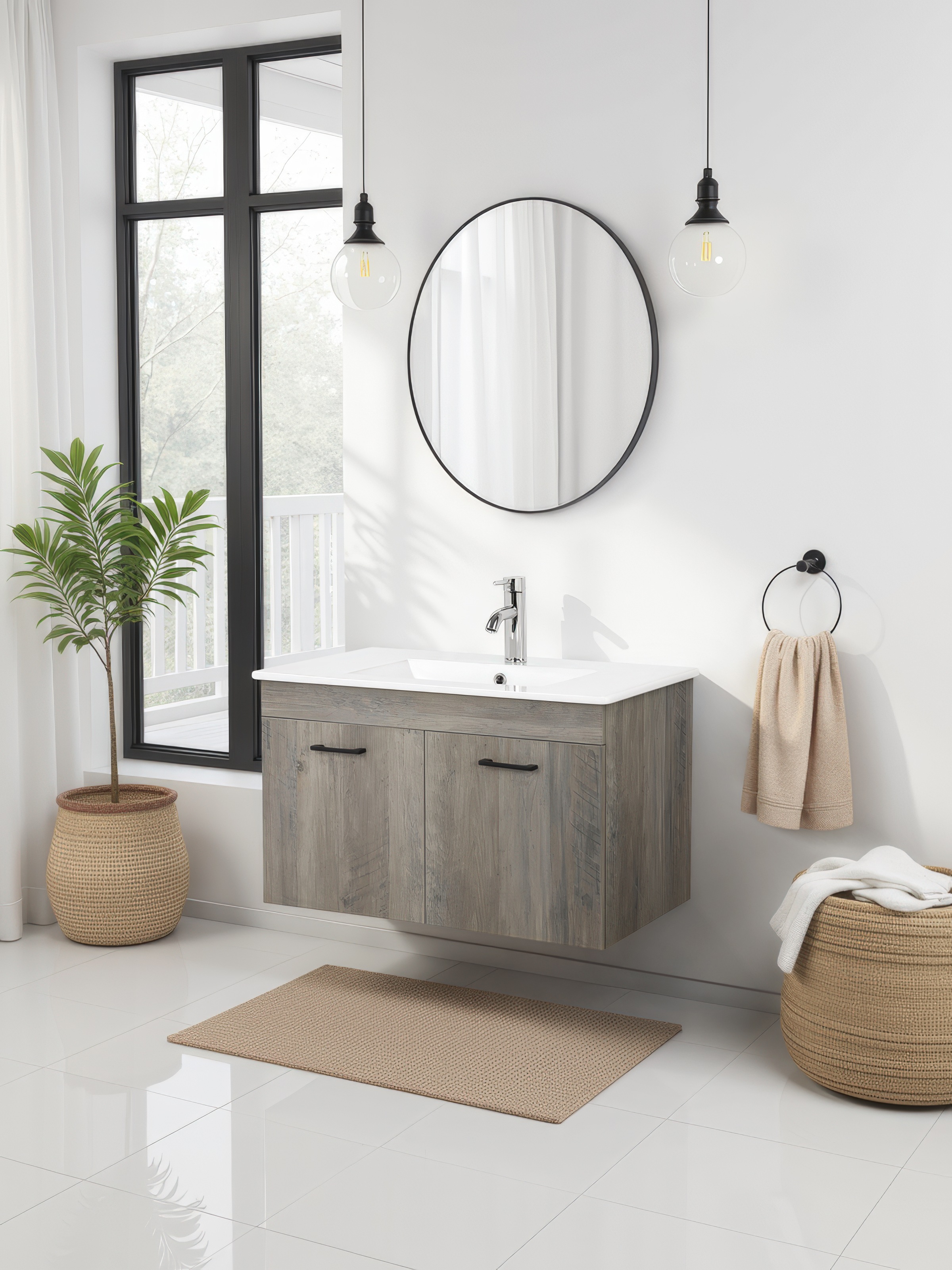 welltime Waschtisch "Florenz, Breite 60cm, 2 Tür, 2 Fächer, MDF-Front", Was günstig online kaufen