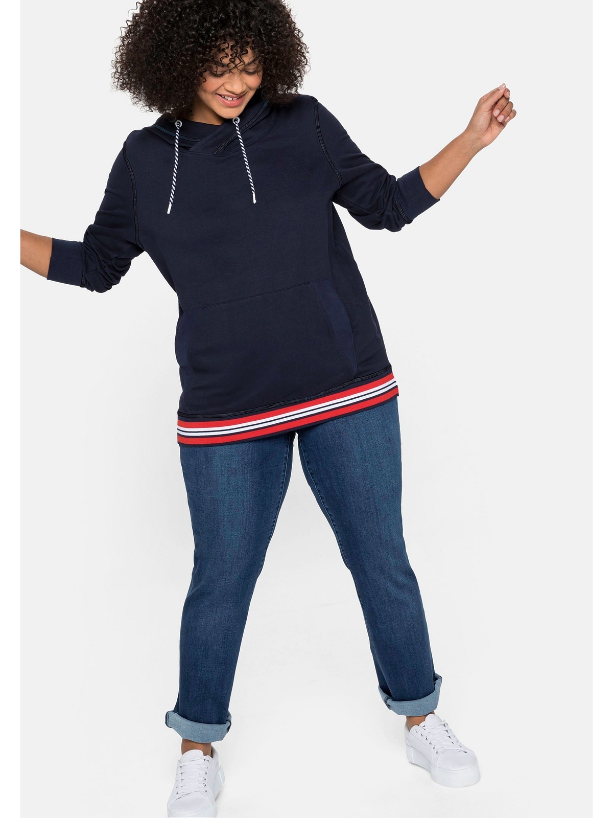 Taille Sheego MANUELA »Große | Jeans und kaufen Gerade online Größen«, BAUR Oberschenkel kräftige schmale für eine