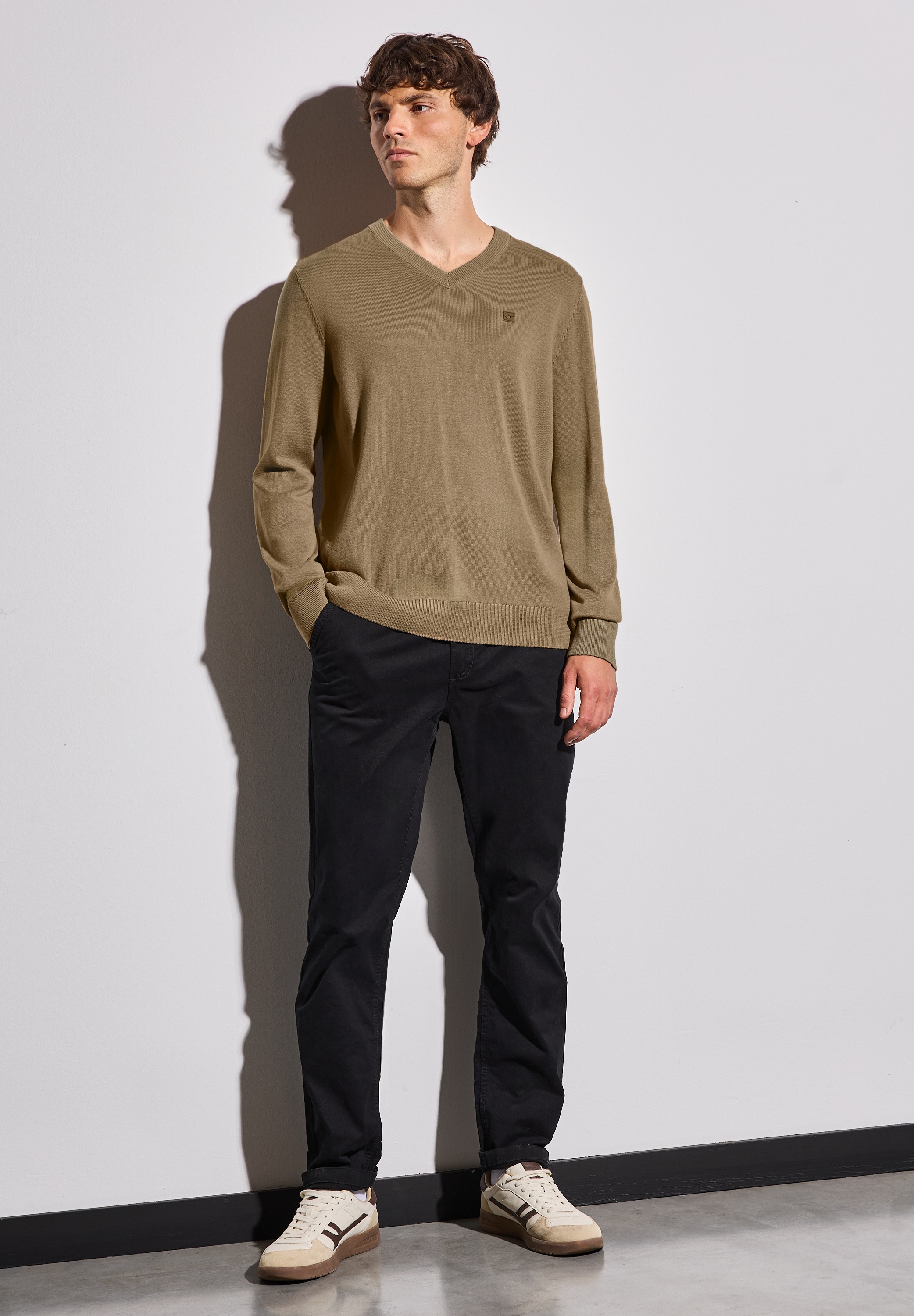 STREET ONE MEN Strickpullover, aus reiner Baumwolle