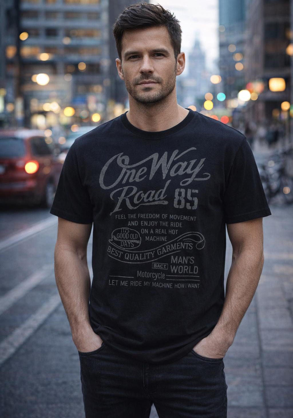 Mans World T-Shirt Kurzarm, Regular Fit, mit Print, Rundhals, im Used-Look
