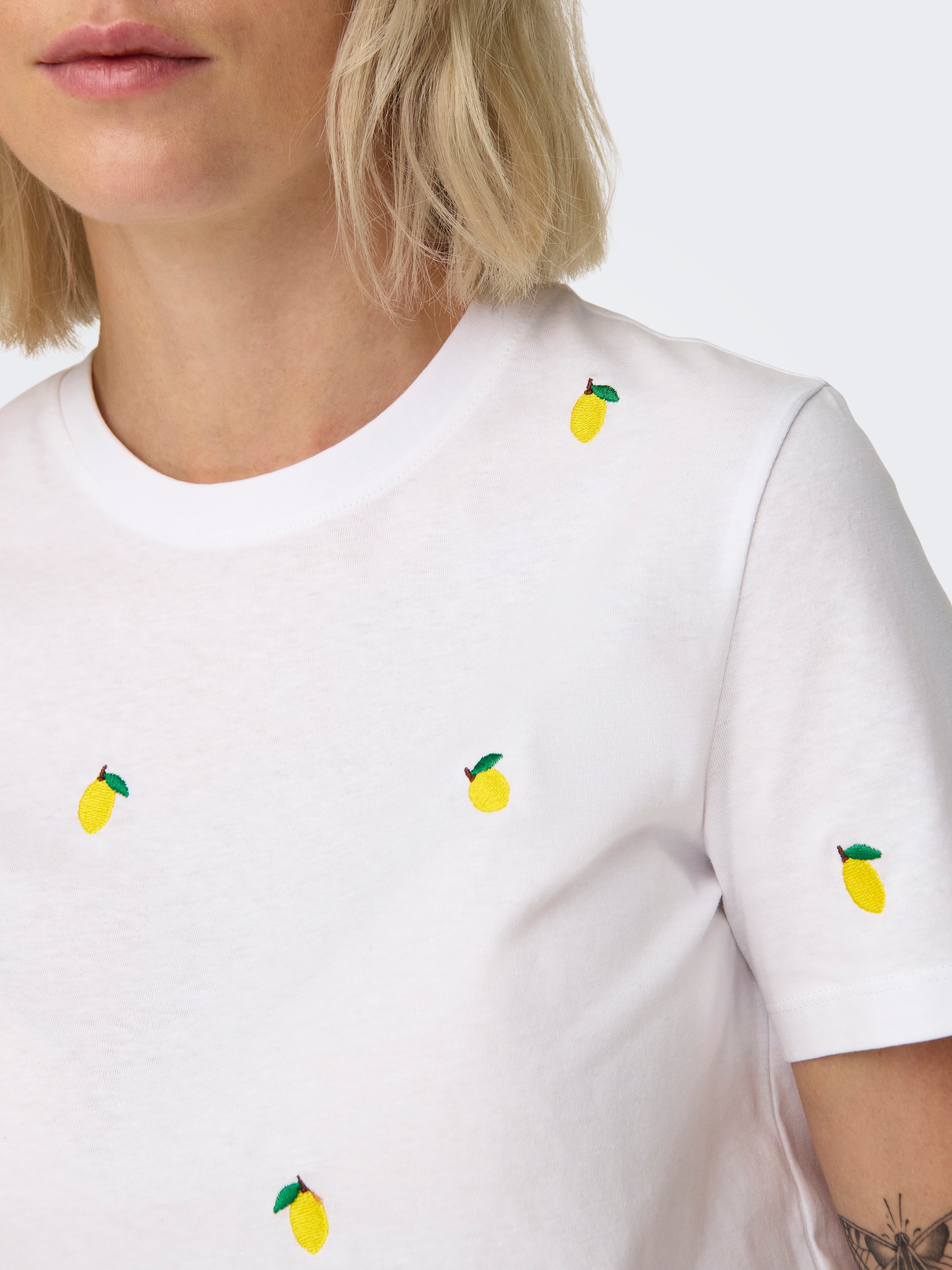 ONLY Kurzarmshirt »ONLKETTY LIFE S/S O-NECK TOP JRS NOOS« Baumwolle, regular fit, Kurzarm, Rundhals