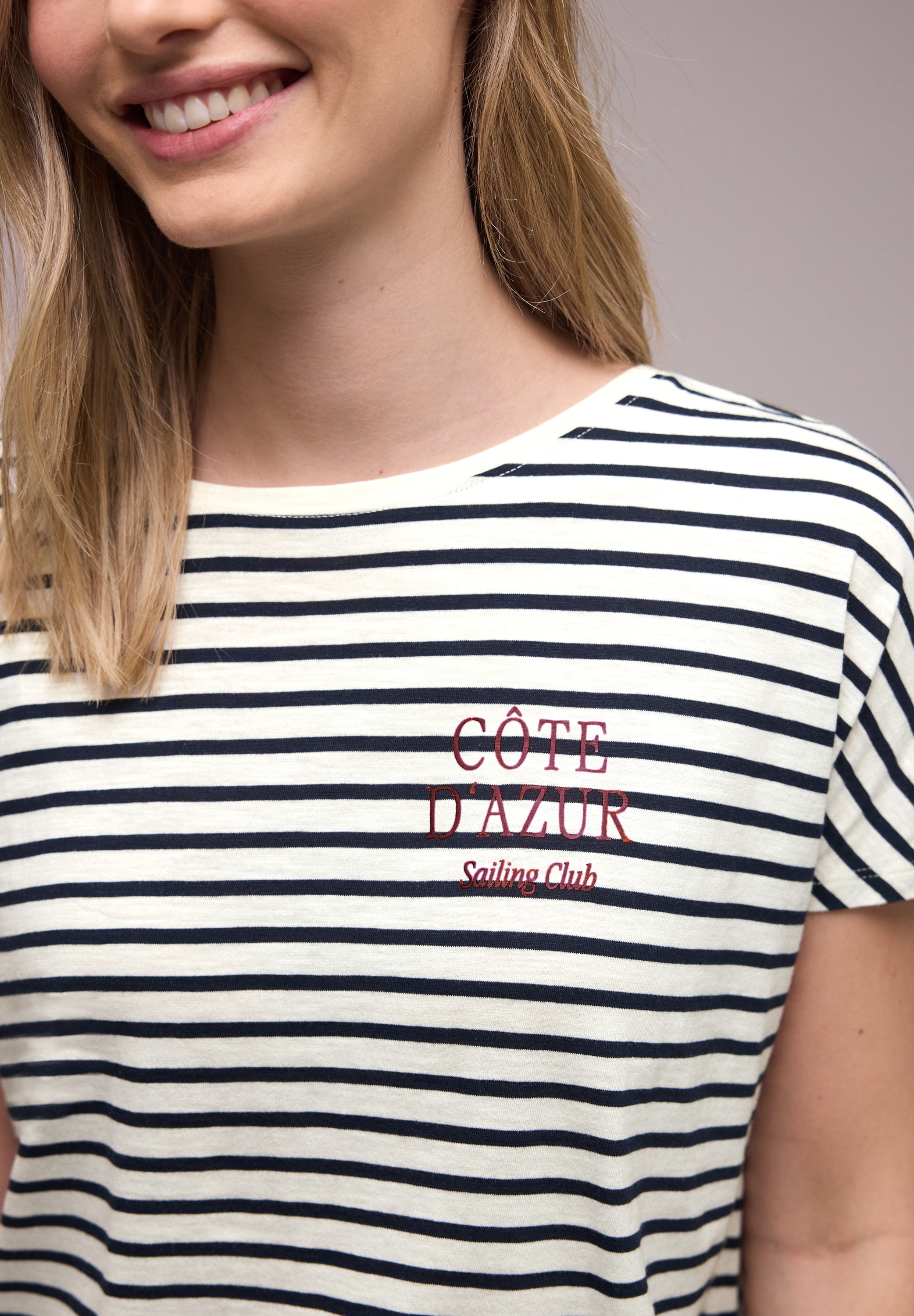 STREET ONE Rundhalsshirt Sommershirt mit Streifen