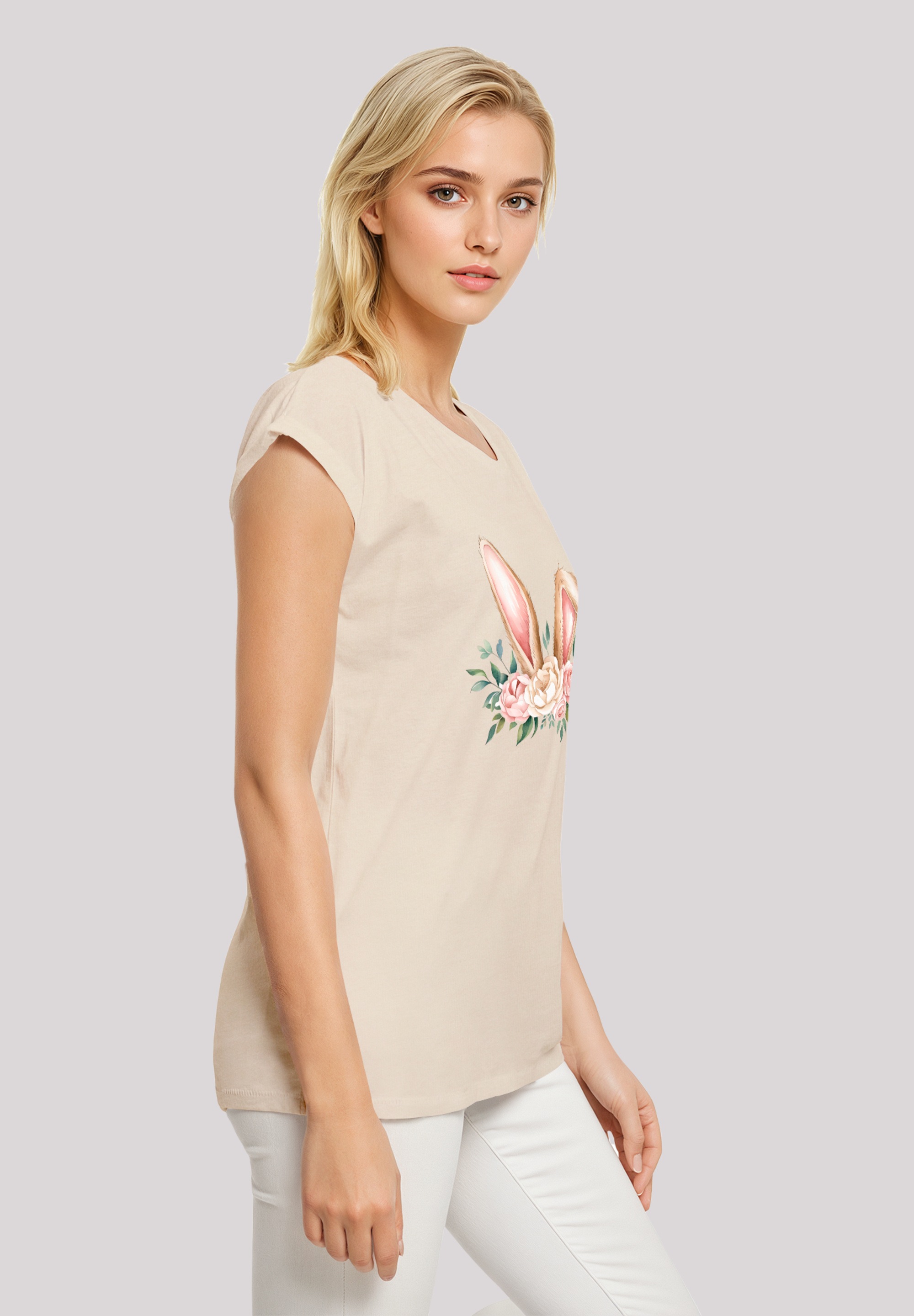 F4NT4STIC T-Shirt »Blumen Osterhasen Ohren Dekor«, Premium Qualität