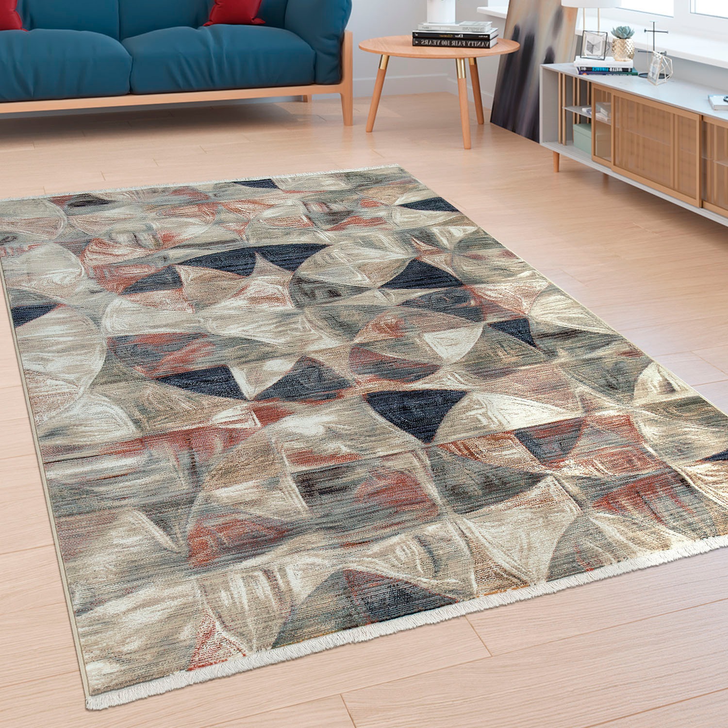 Paco Home Teppich »Sena 451«, rechteckig, 11 mm Höhe, Kurzflor, modernes Design, mit Fransen